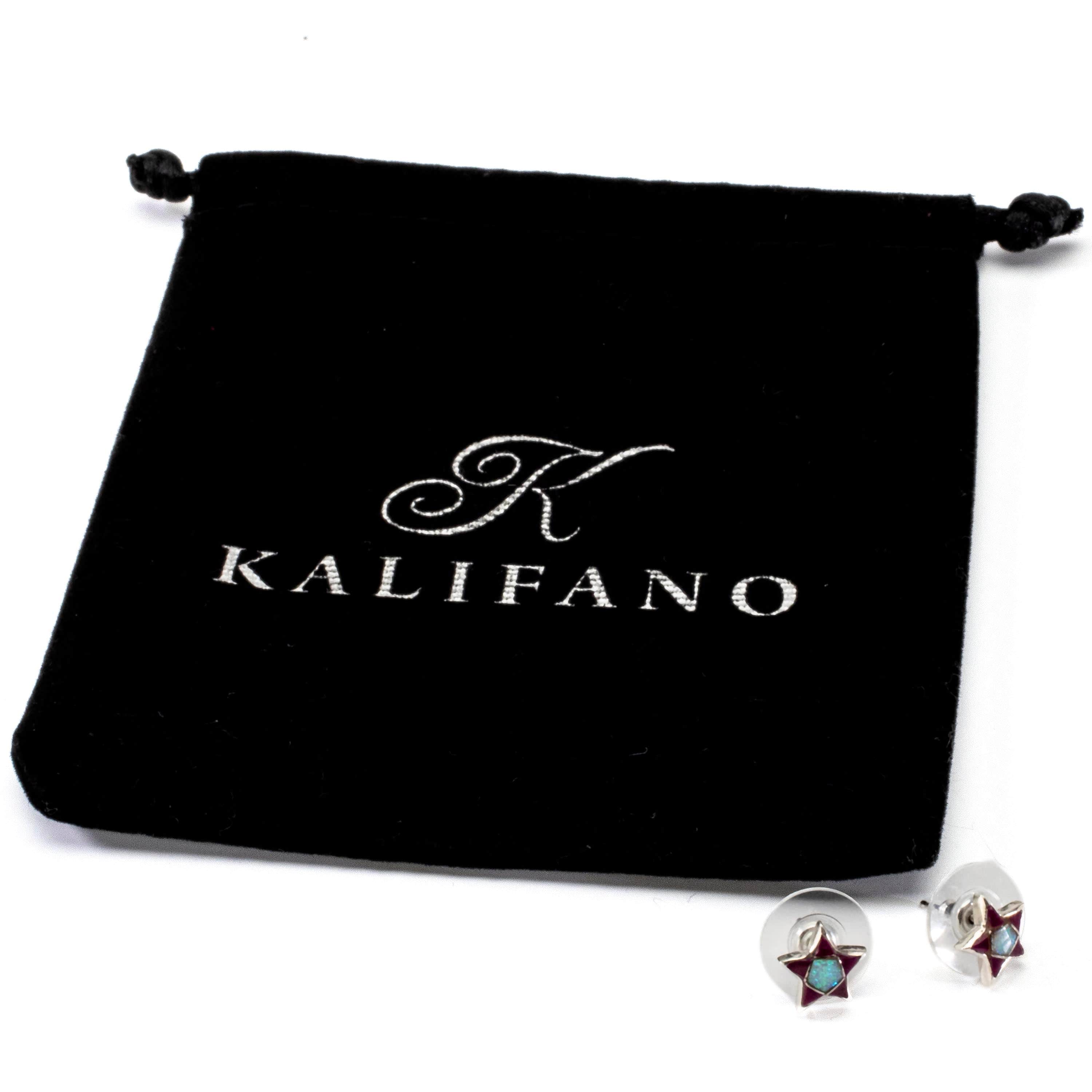 Kalifano Southwest Silver Jewelry Sugilite Star Earrings Handmade with Sterling Silver and Opal Accent NME.2243.SG