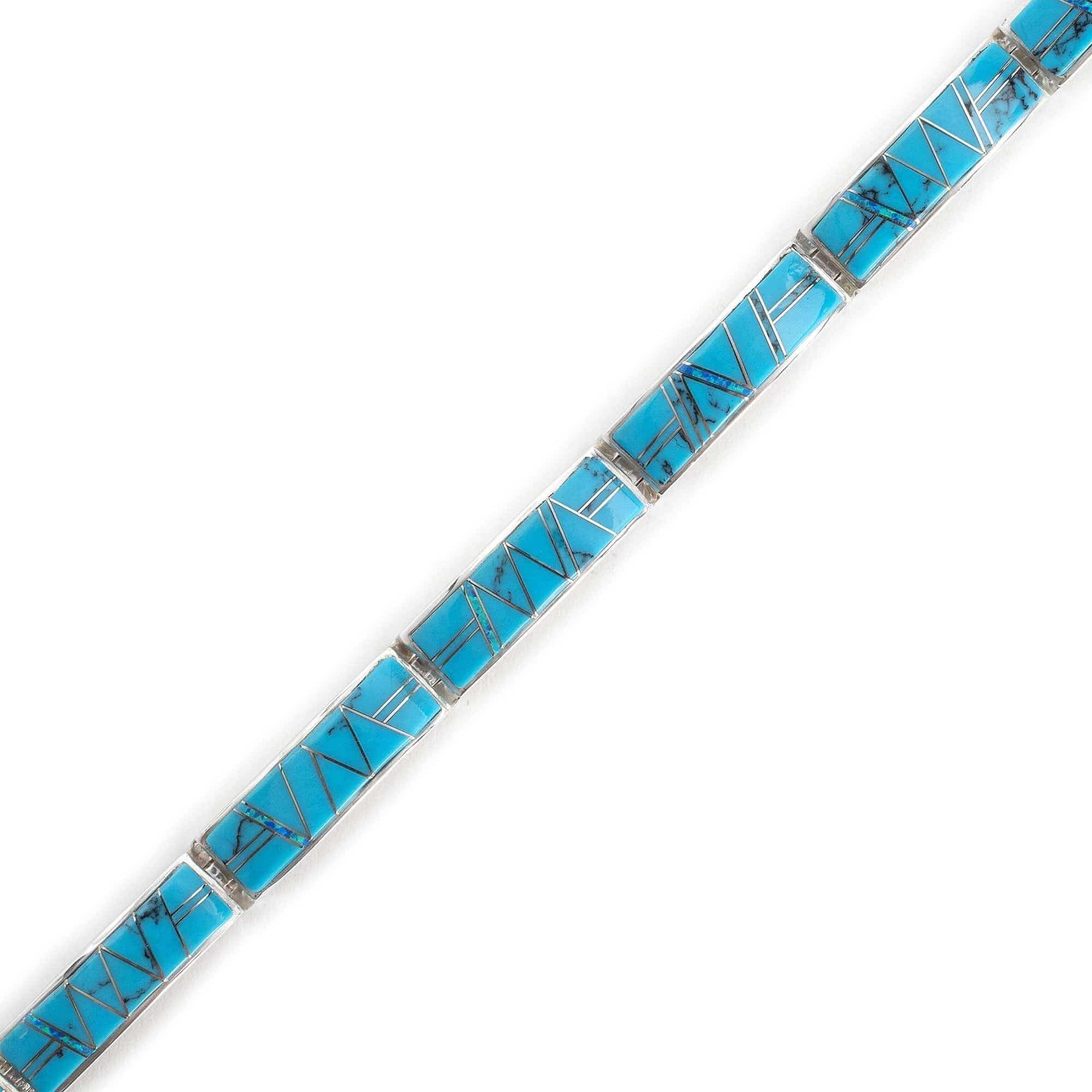 Kalifano Southwest Silver Jewelry Turquoise 925 Sterling Silver Bracelet USA Handmade with Opal Accent NMB.0565.TQ