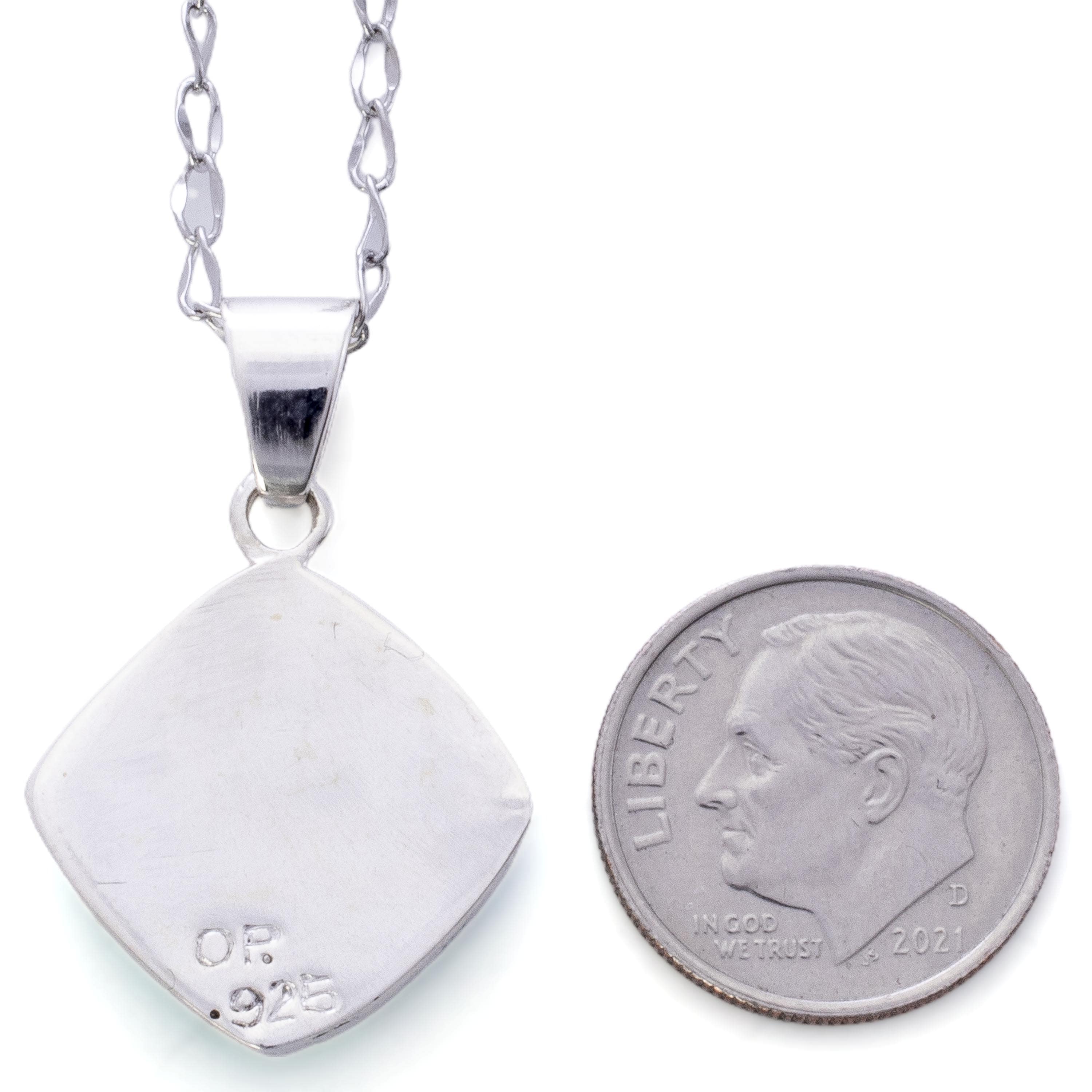 Kalifano Southwest Silver Jewelry Turquoise 925 Sterling Silver Pendant USA Handmade with Opal Accent NMN.2241.TQ