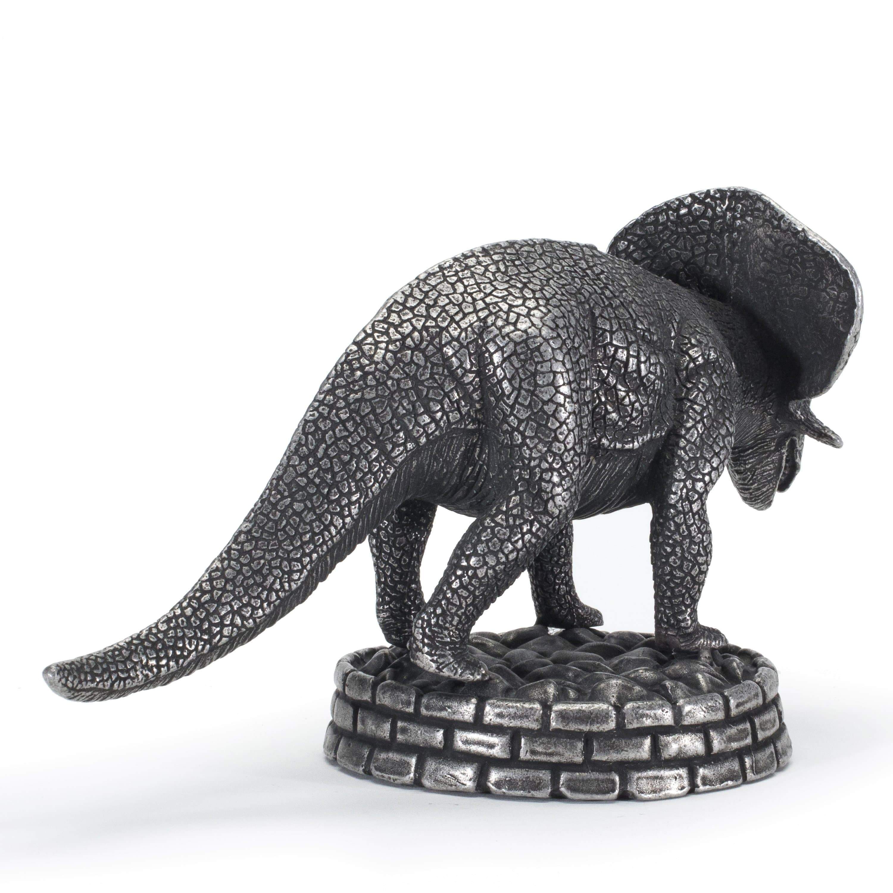 Kalifano Stainless Steel Carvings Achelousaurus Dinosaur Stainless Steel Hand Made Carving CV400-SS-AC