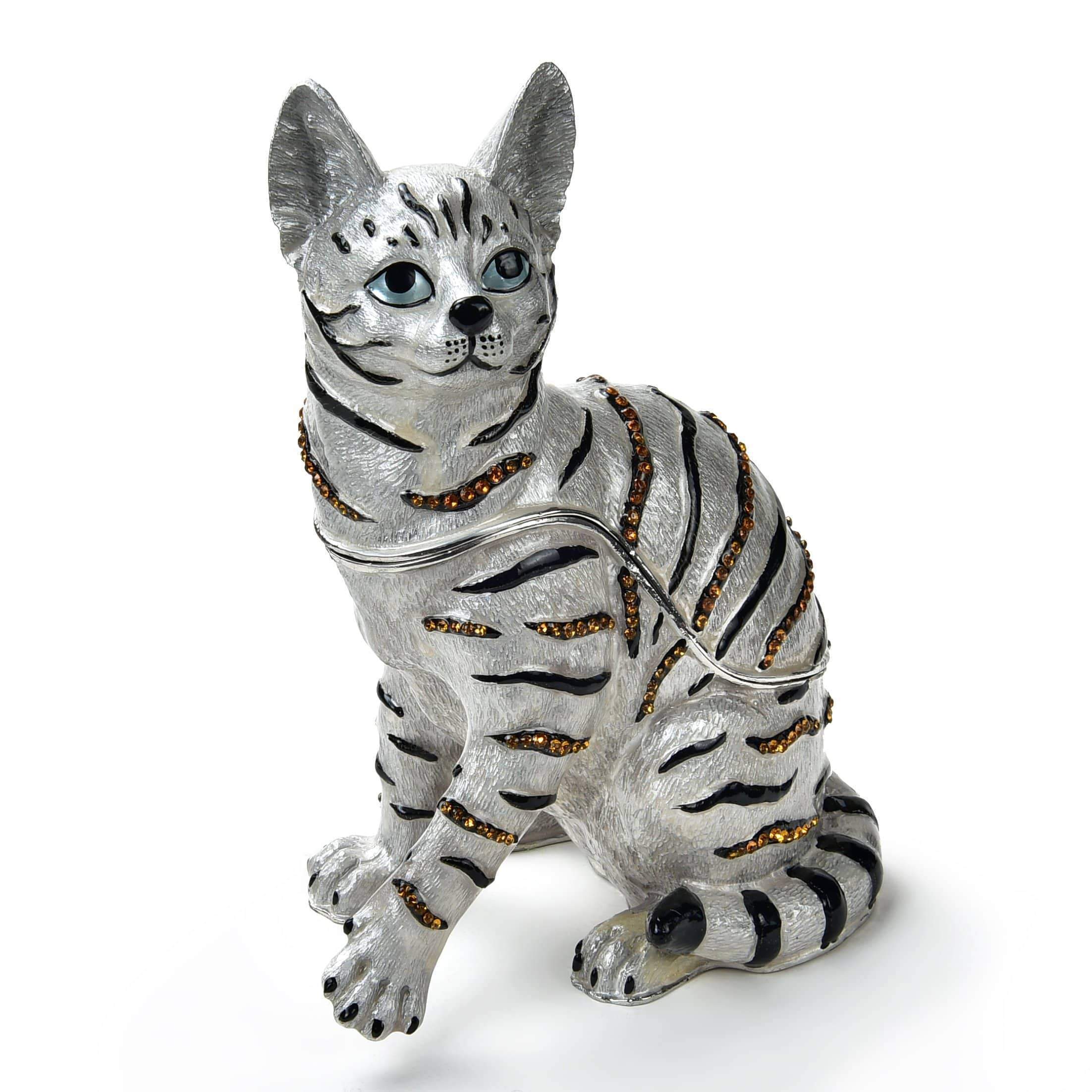 Kalifano Vanity Figurine Coco Cat Figurine Keepsake Box made with Crystals SVA-096
