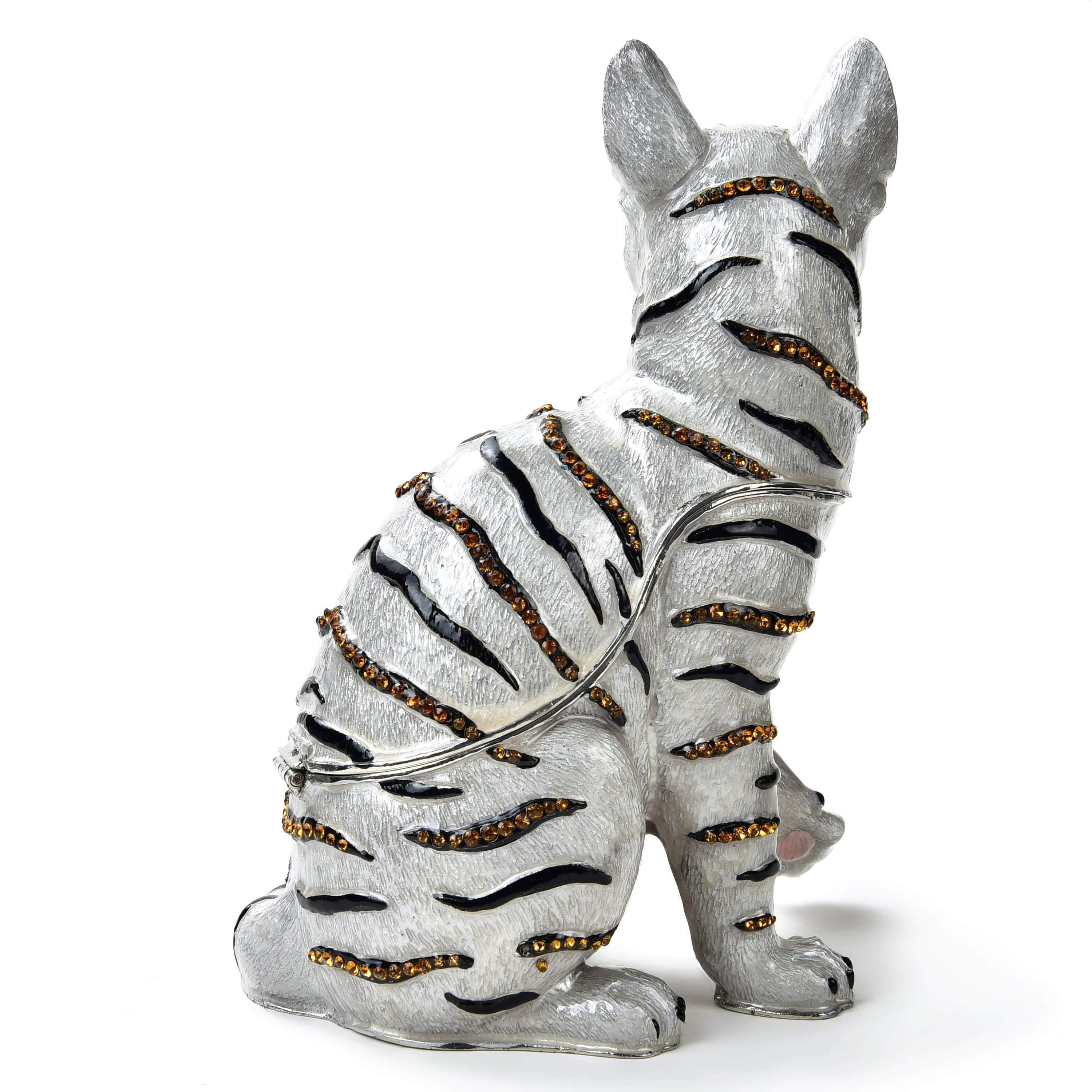 Kalifano Vanity Figurine Coco Cat Figurine Keepsake Box made with Crystals SVA-096