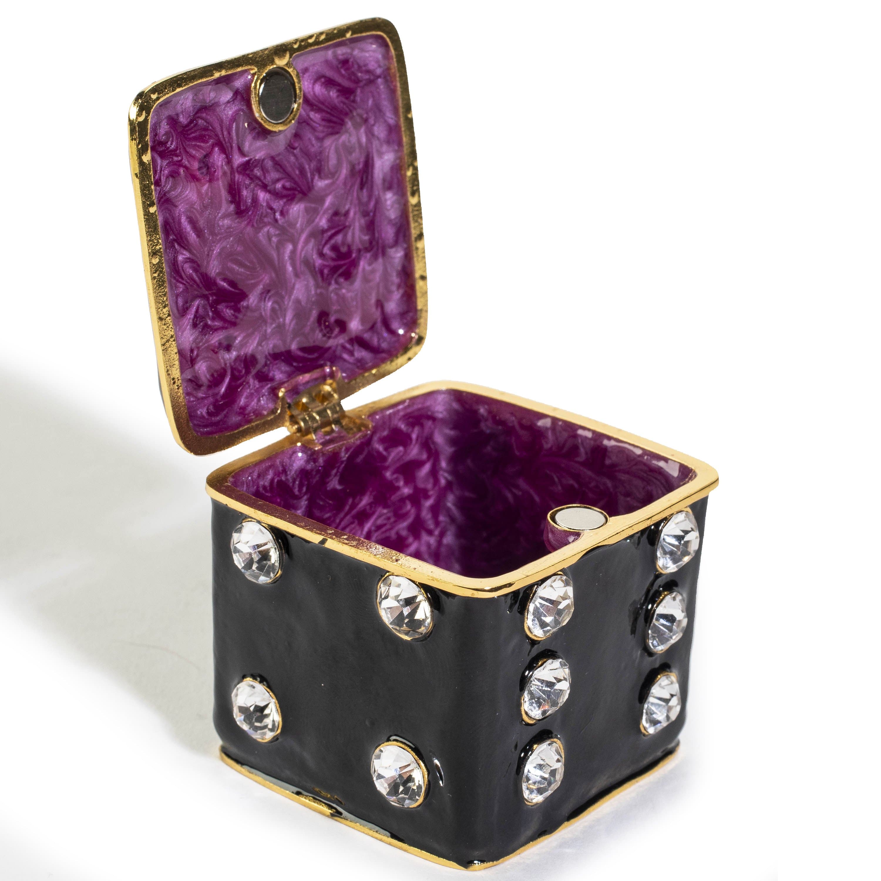 Kalifano Vanity Figurine Dice Figurine Keepsake Box made with Crystals SVA-109