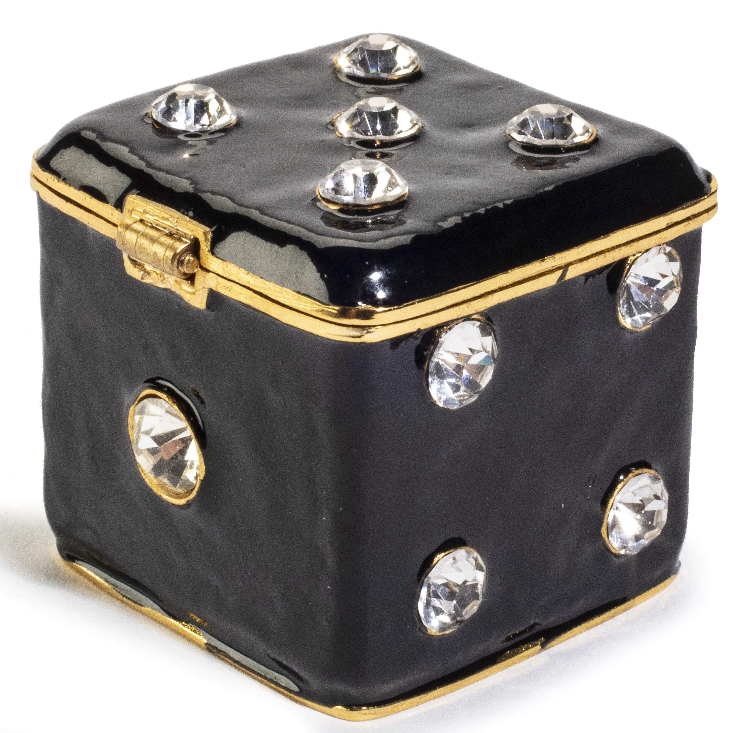 Kalifano Vanity Figurine Dice Figurine Keepsake Box made with Crystals SVA-109