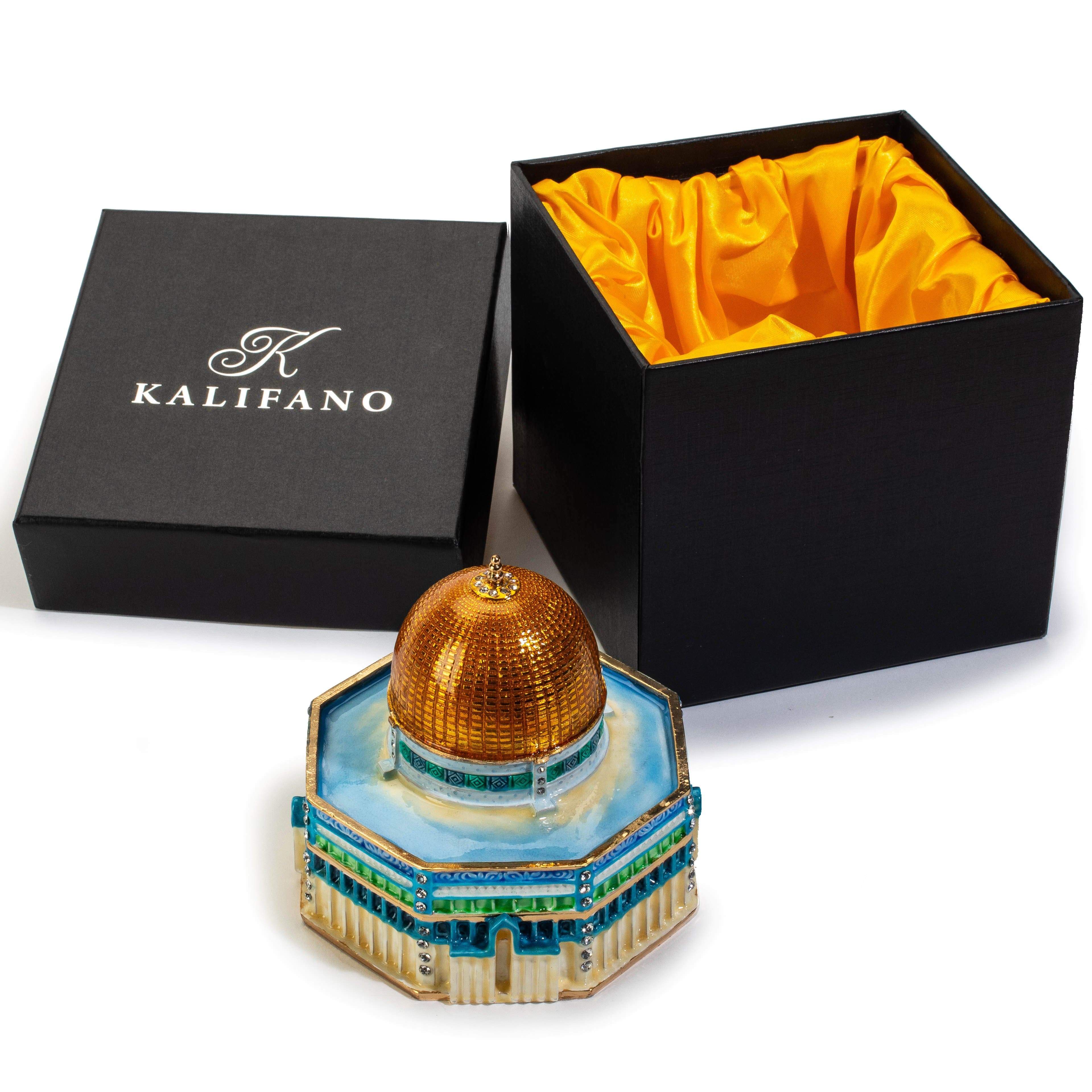 Kalifano Vanity Figurine Dome of the Rock Figurine Keepsake Box made with Crystals SVA-101