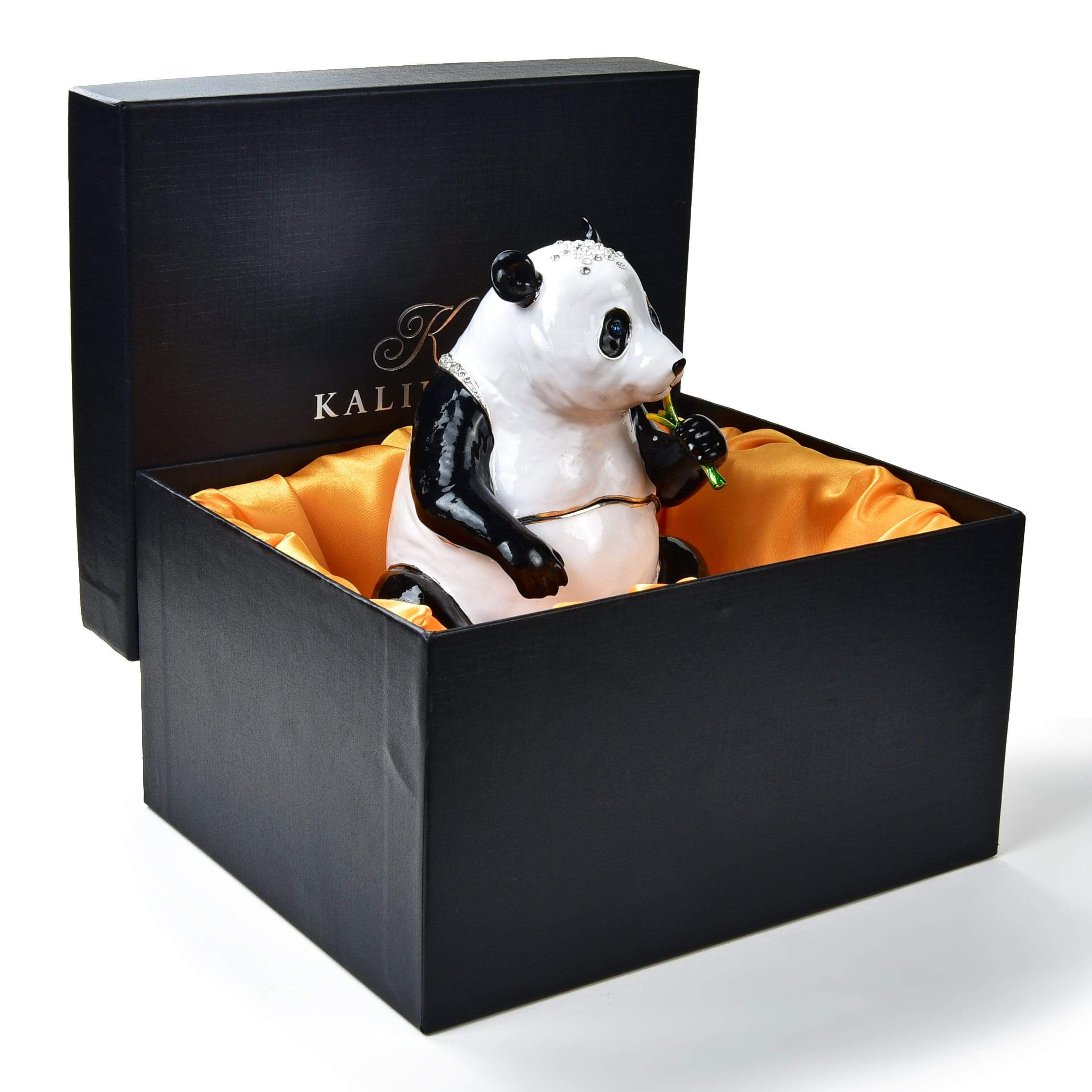 Kalifano Vanity Figurine Panda Figurine Keepsake Box made with Crystals SVA-097