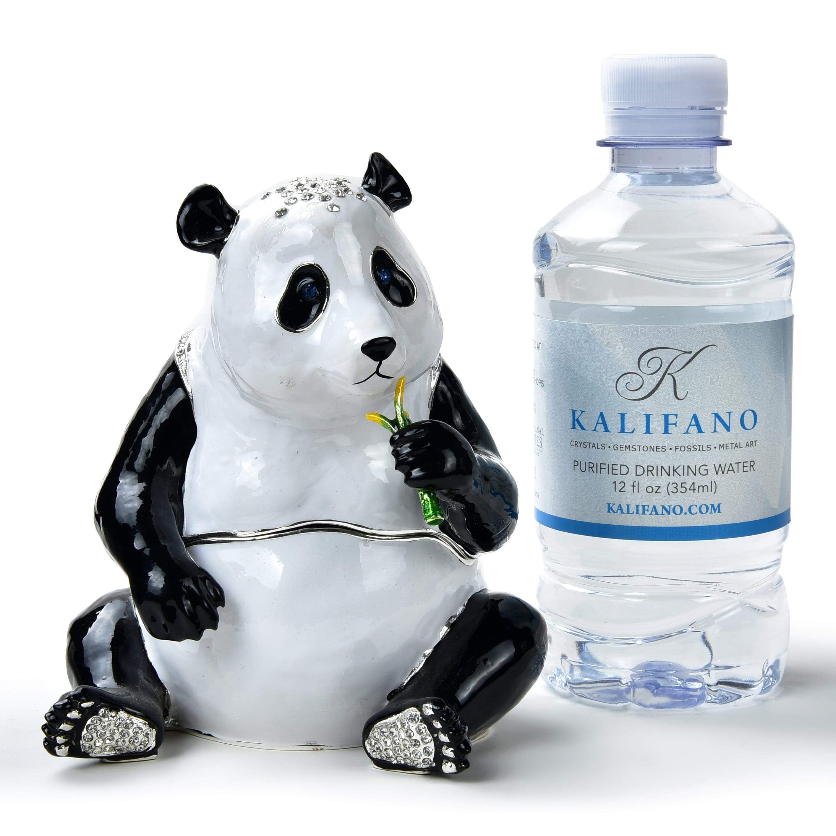 Kalifano Vanity Figurine Panda Figurine Keepsake Box made with Crystals SVA-097