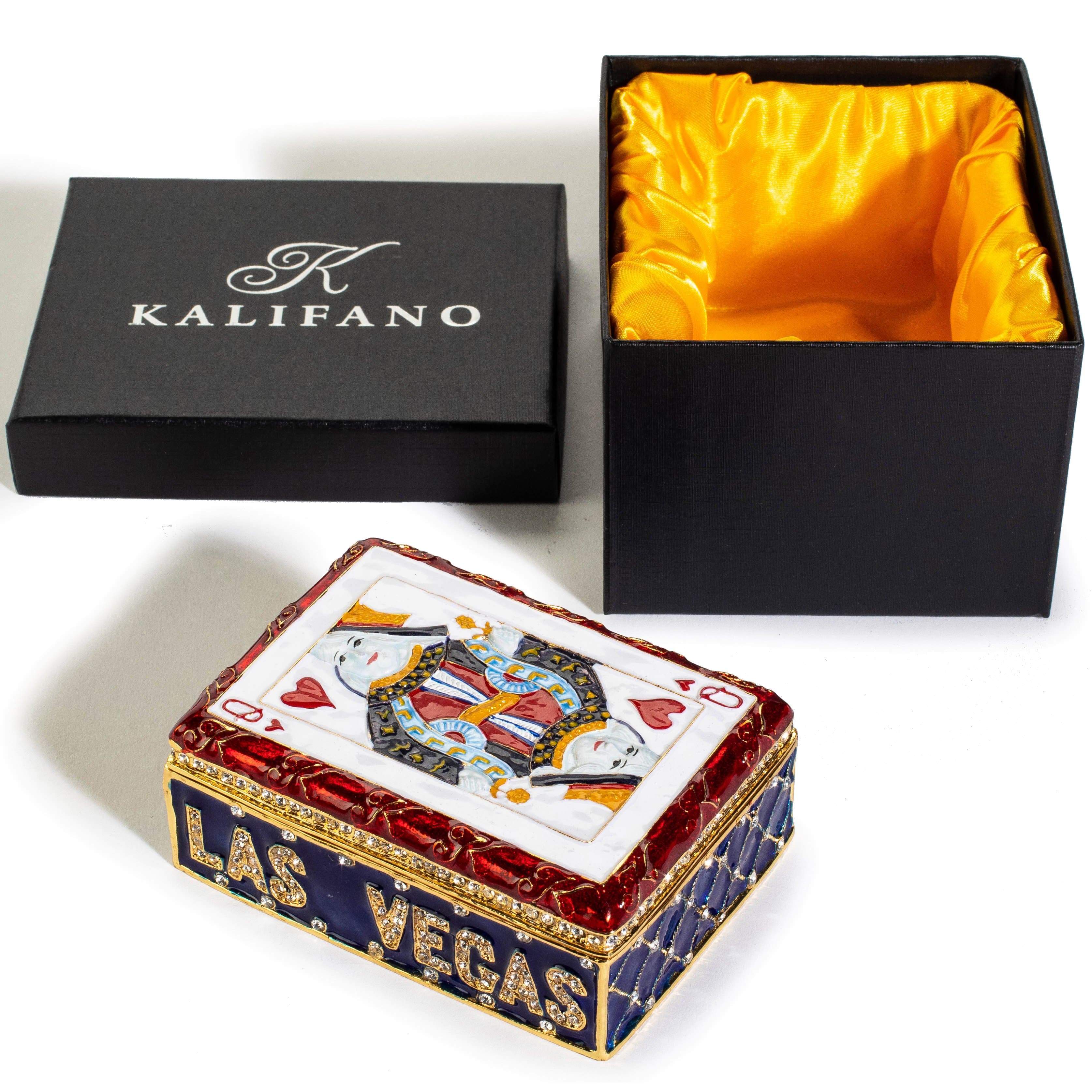 Kalifano Vanity Figurine Playing Card Figurine Keepsake Box made with Crystals SVA-108
