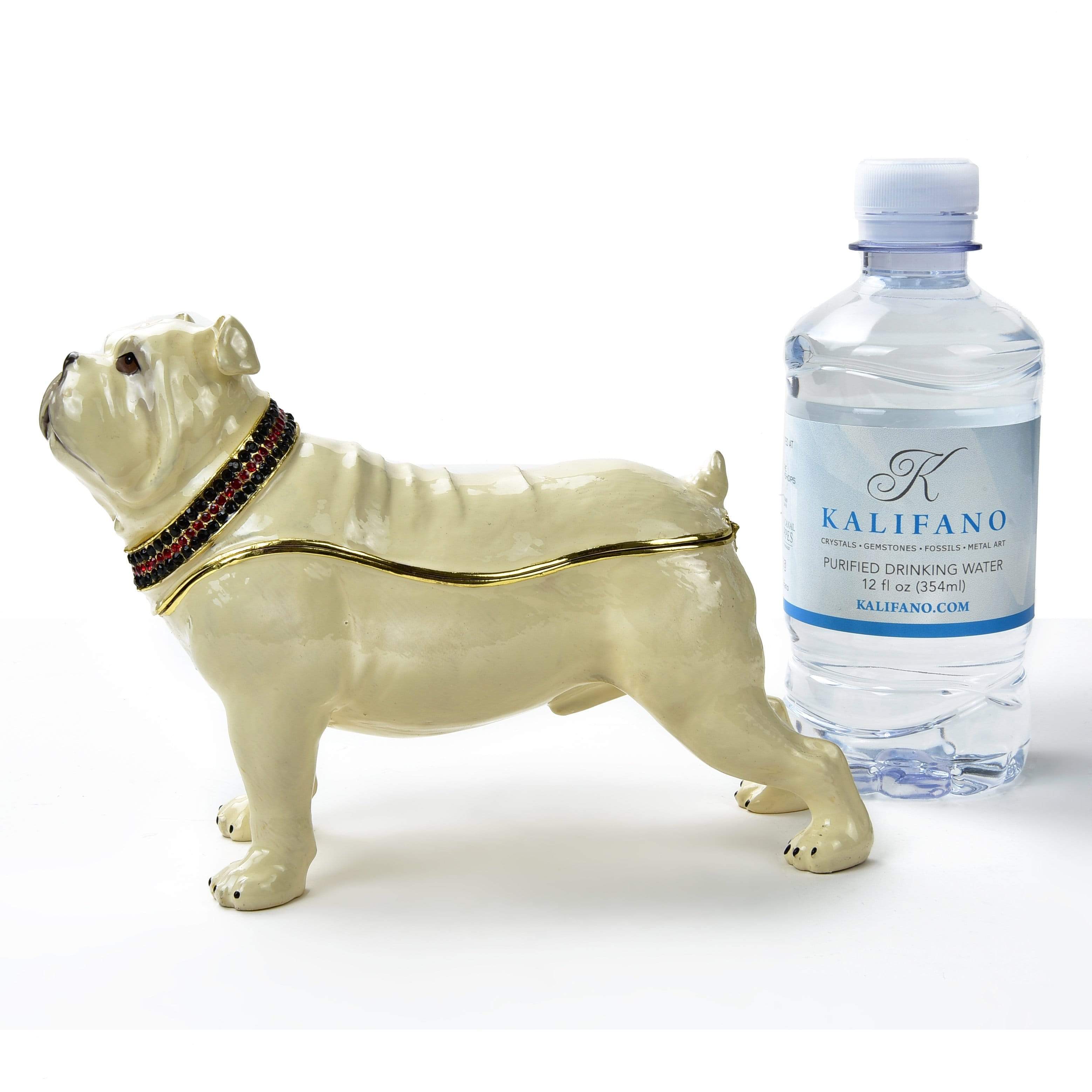 Kalifano Vanity Figurine White Bulldog Figurine Keepsake Box made with Crystals SVA-093