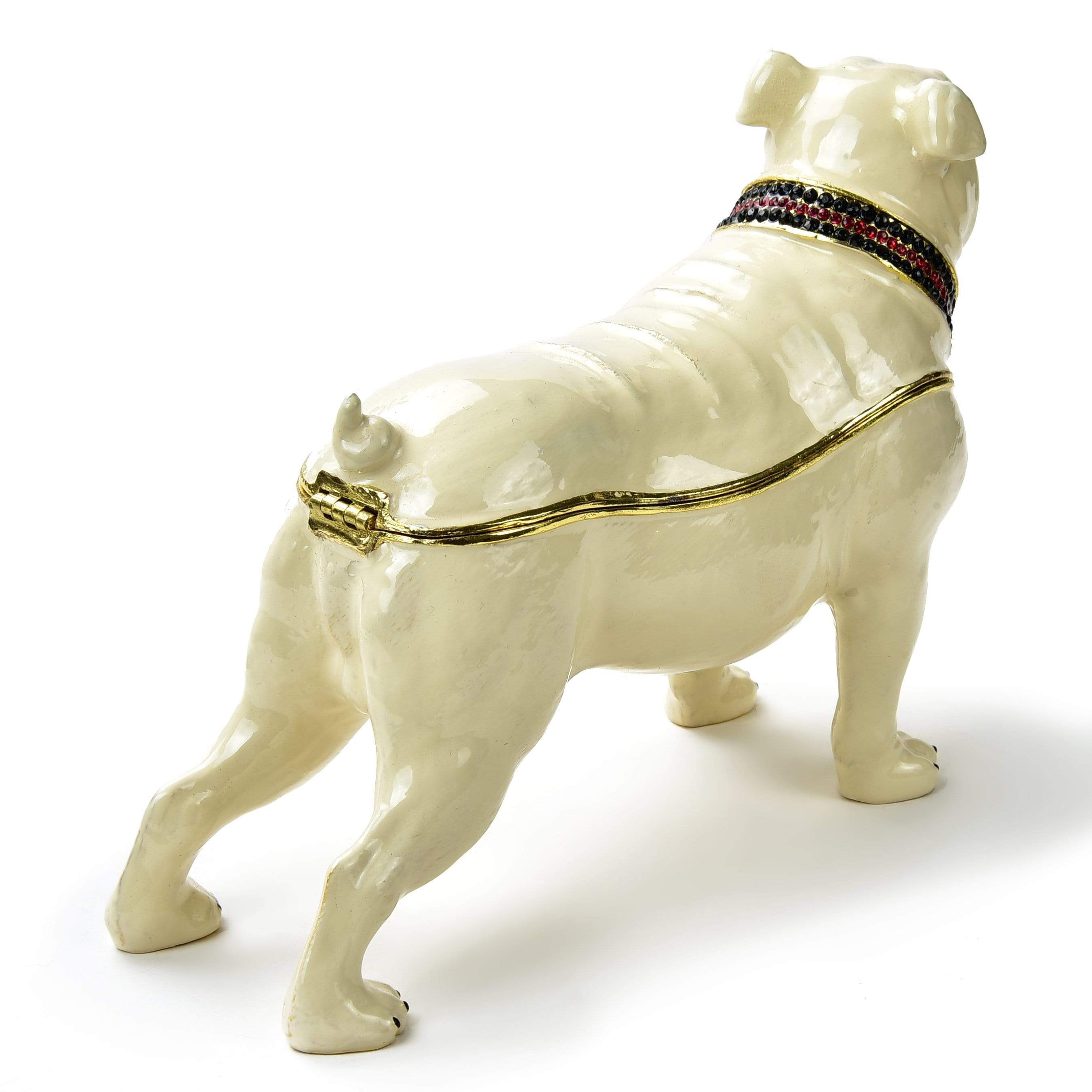 Kalifano Vanity Figurine White Bulldog Figurine Keepsake Box made with Crystals SVA-093