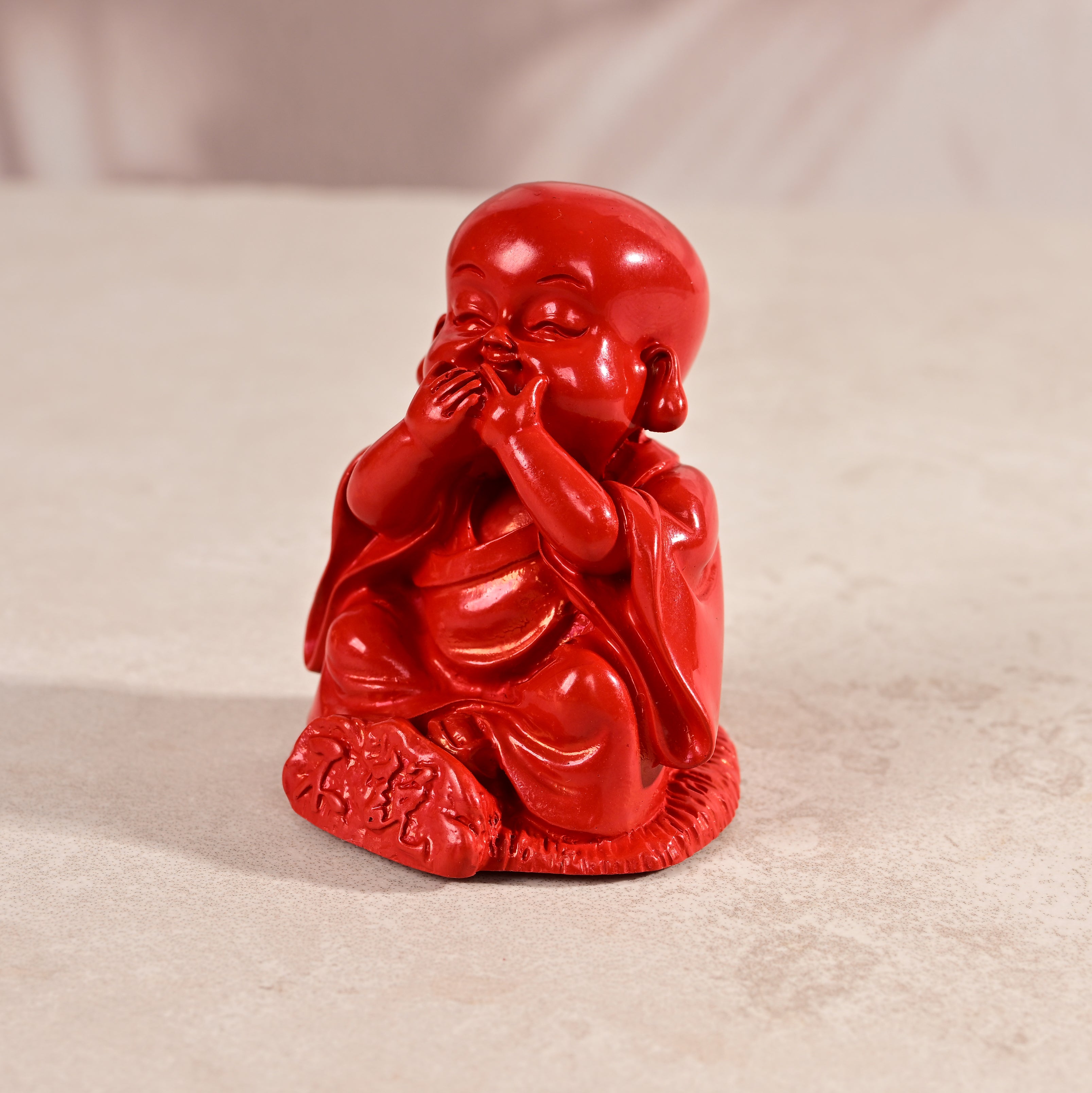 Speak No Evil Buddha Cinnabar Carving