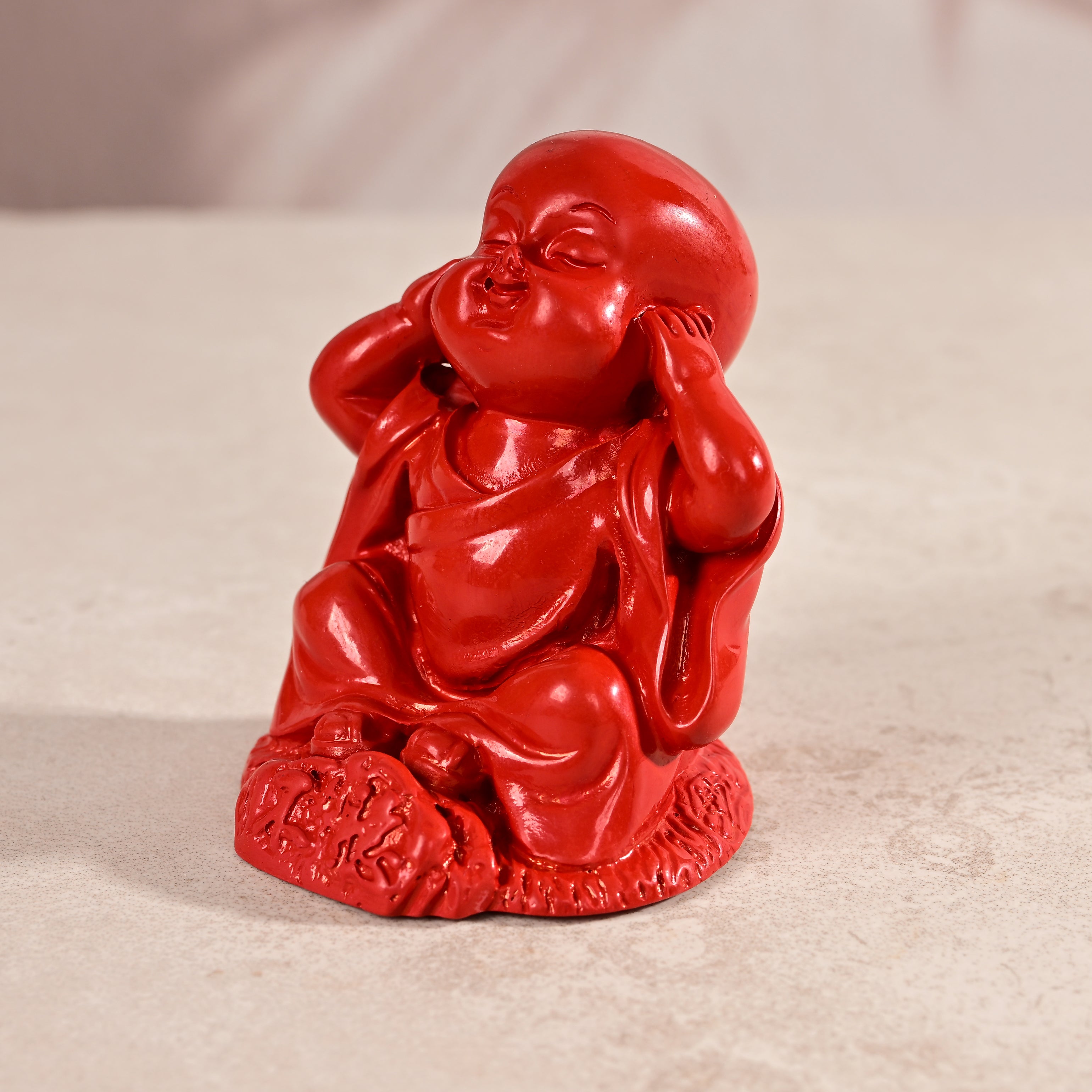 Hear No Evil Cinnabar Buddha Carving