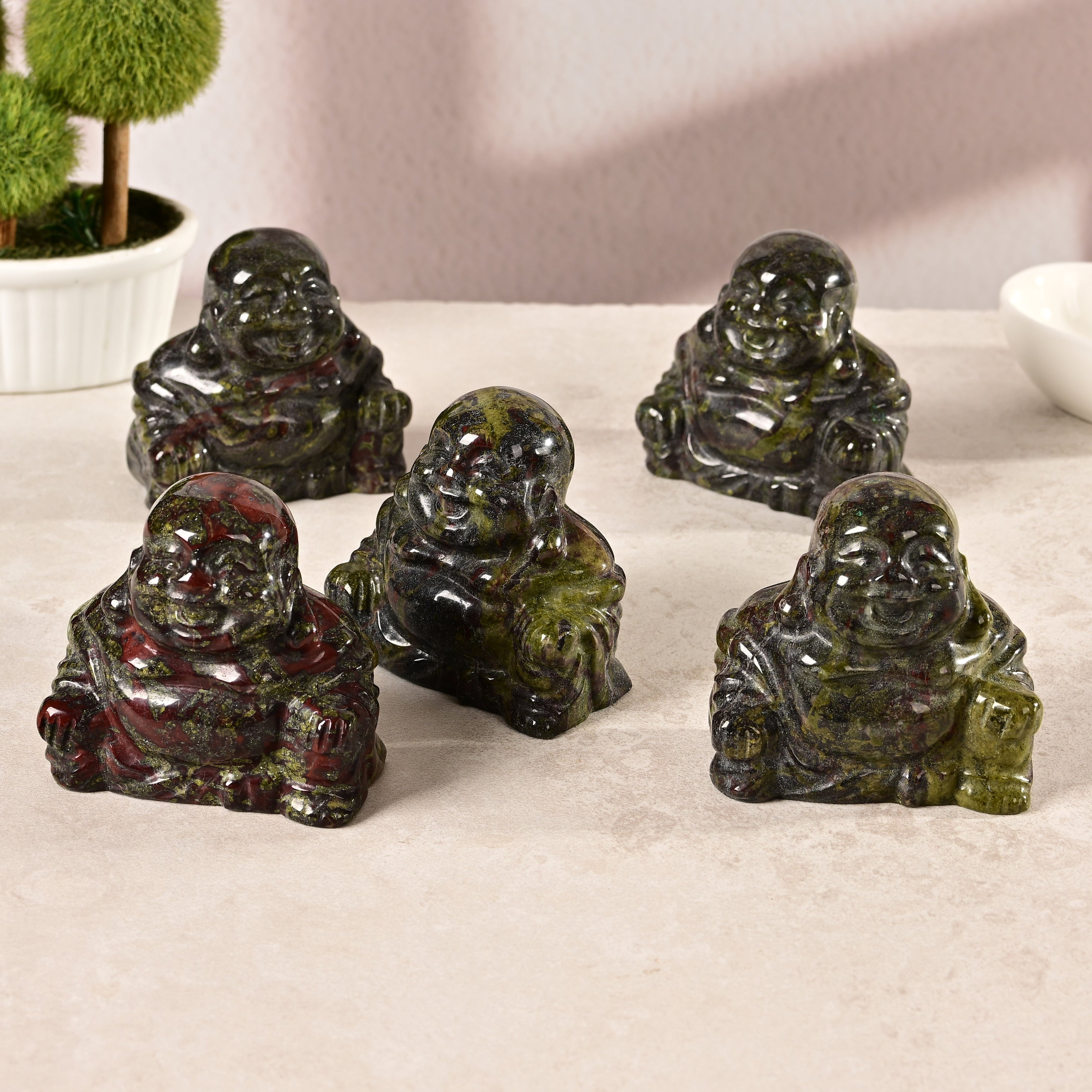 2.5" Bloodstone Buddha Natural Gemstone Carving