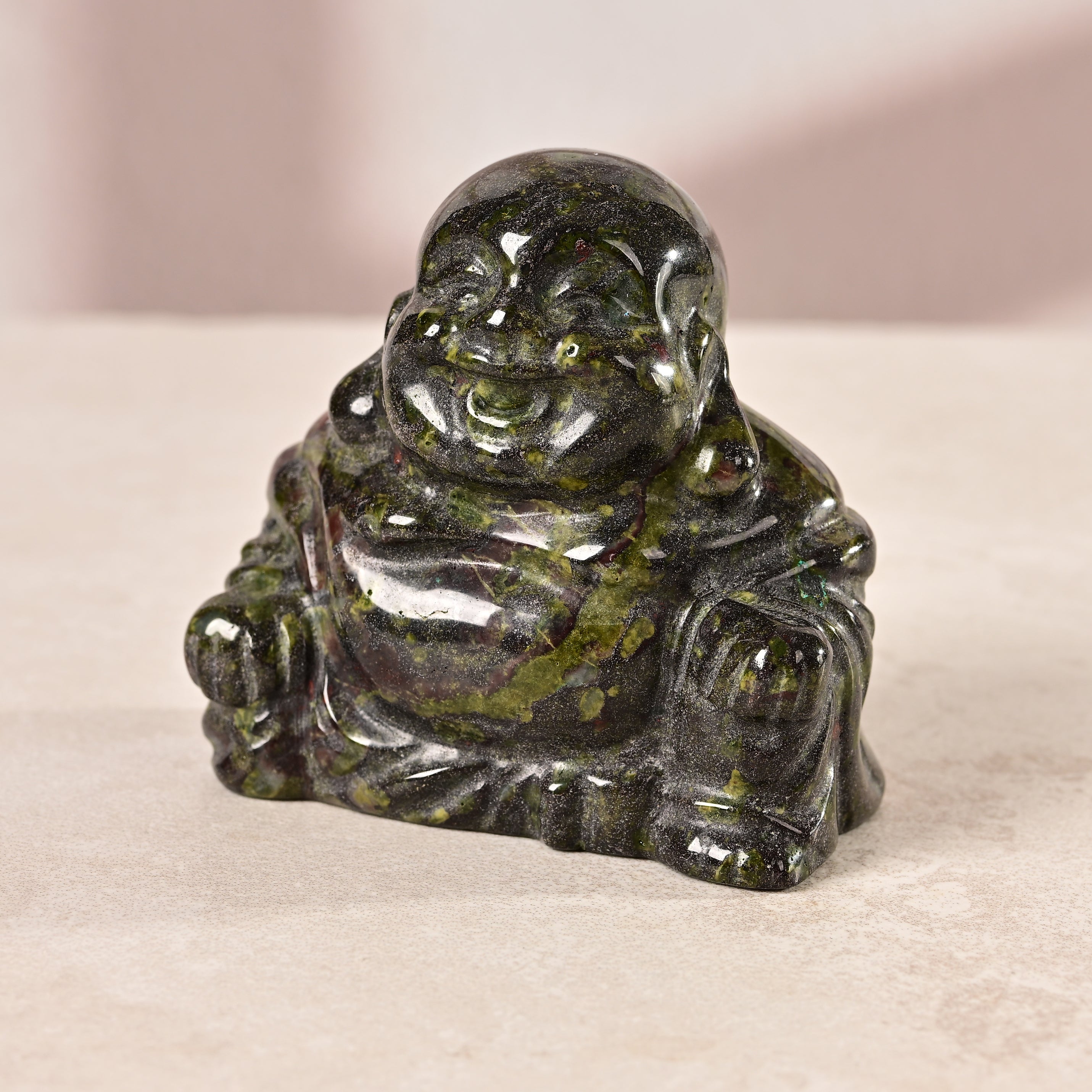 2.5" Bloodstone Buddha Natural Gemstone Carving