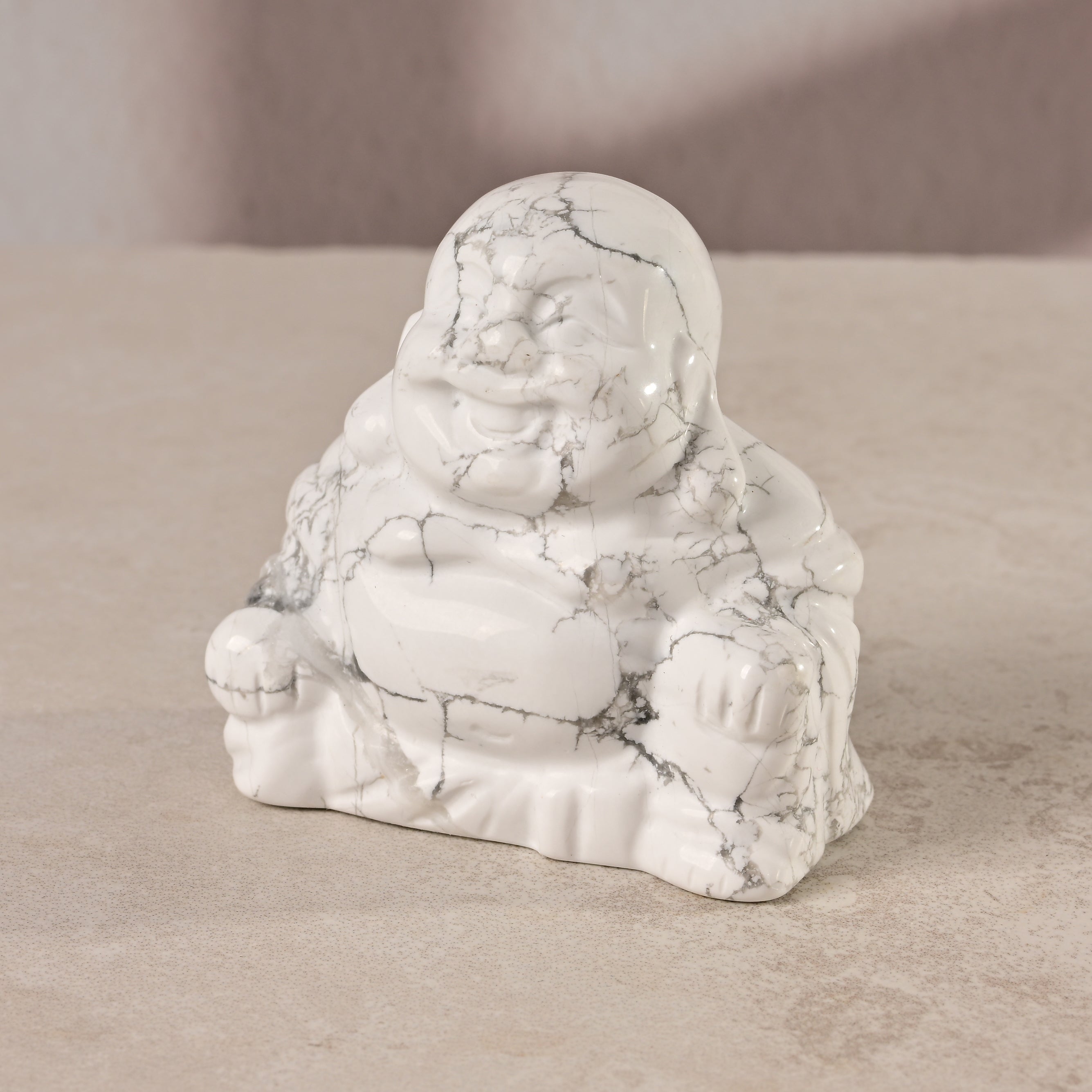 2.5" Howlite Buddha Natural Gemstone Carving