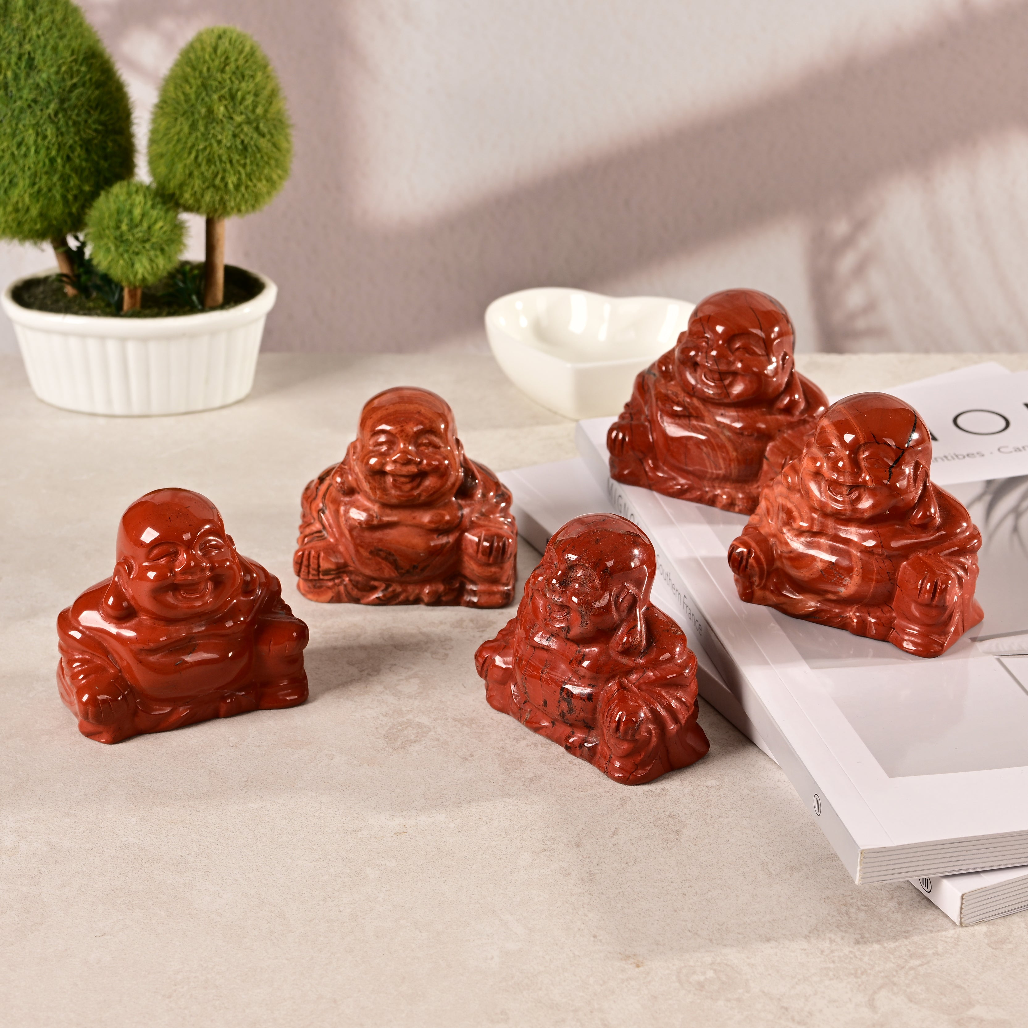 2.5" Red Jasper Buddha Natural Gemstone Carving