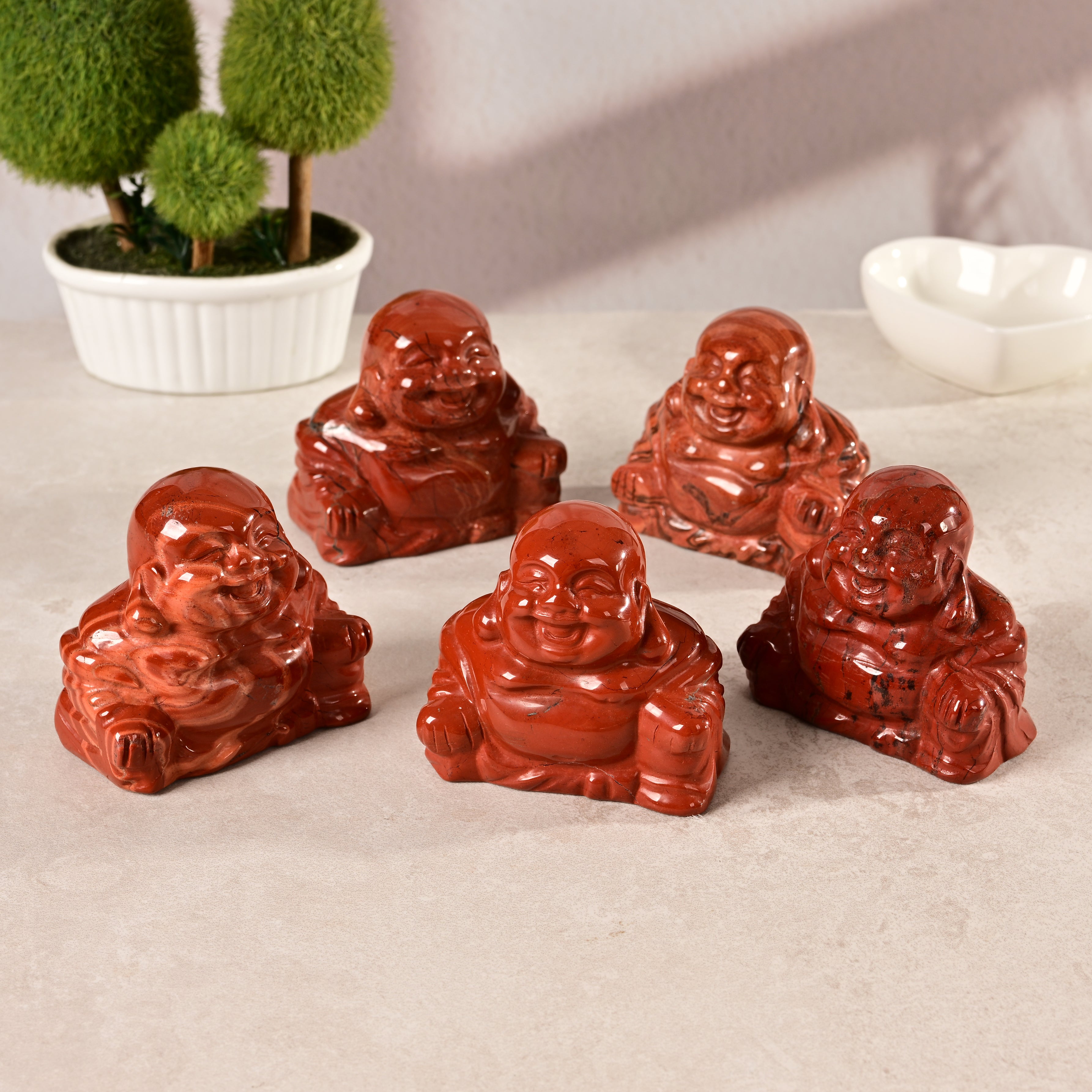 2.5" Red Jasper Buddha Natural Gemstone Carving