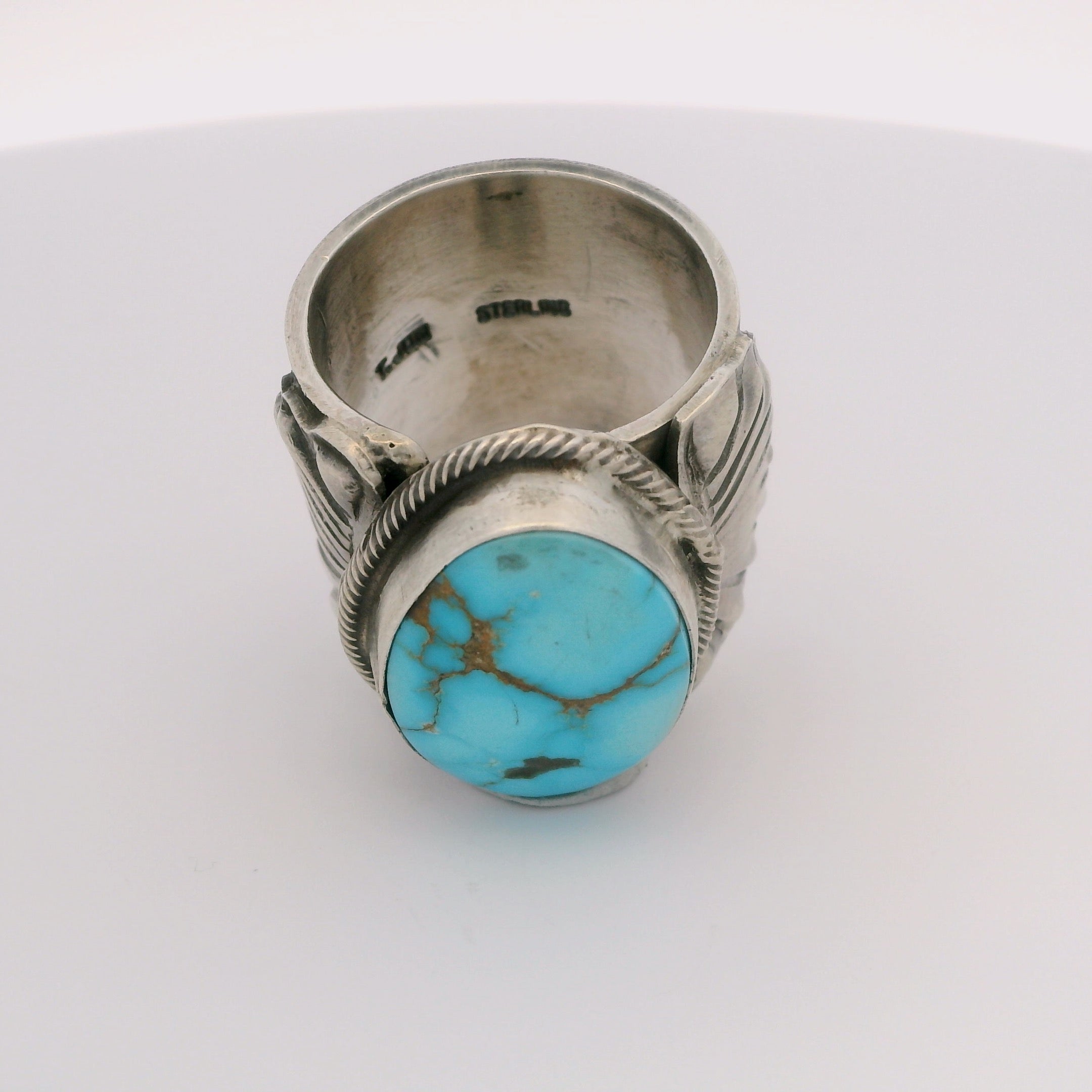 Tillie Jon Kingman Turquoise Navajo USA Native American Made 925 Sterling Silver Ring