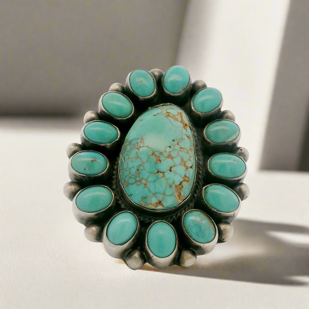 Bobby Jonson Royston Turquoise Navajo USA Native American Made 925 Sterling Silver Ring