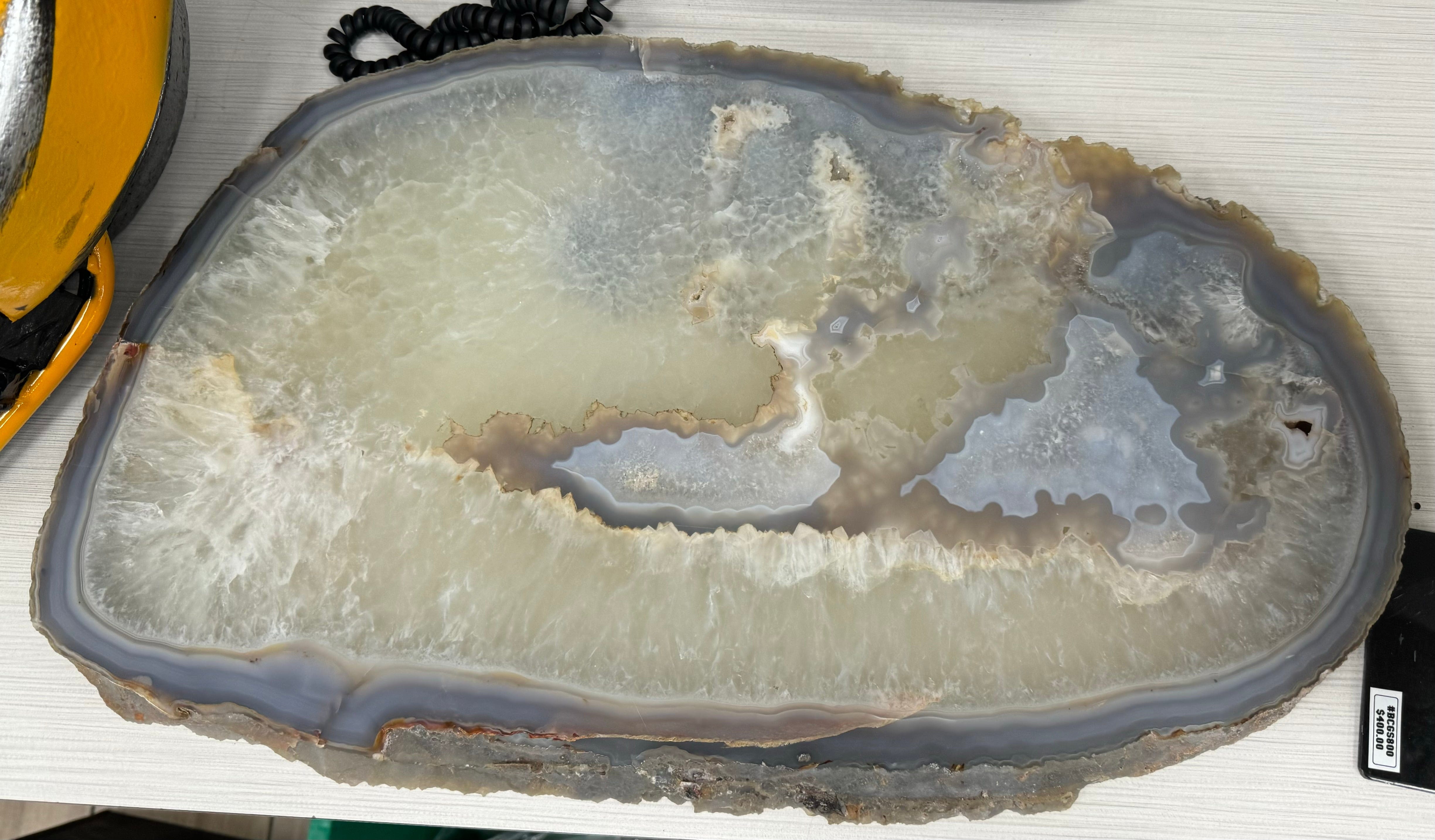 Kalifano Agate Natural Brazilian Agate & Quartz Slice - 20 in / 18 lbs BAS3600.006