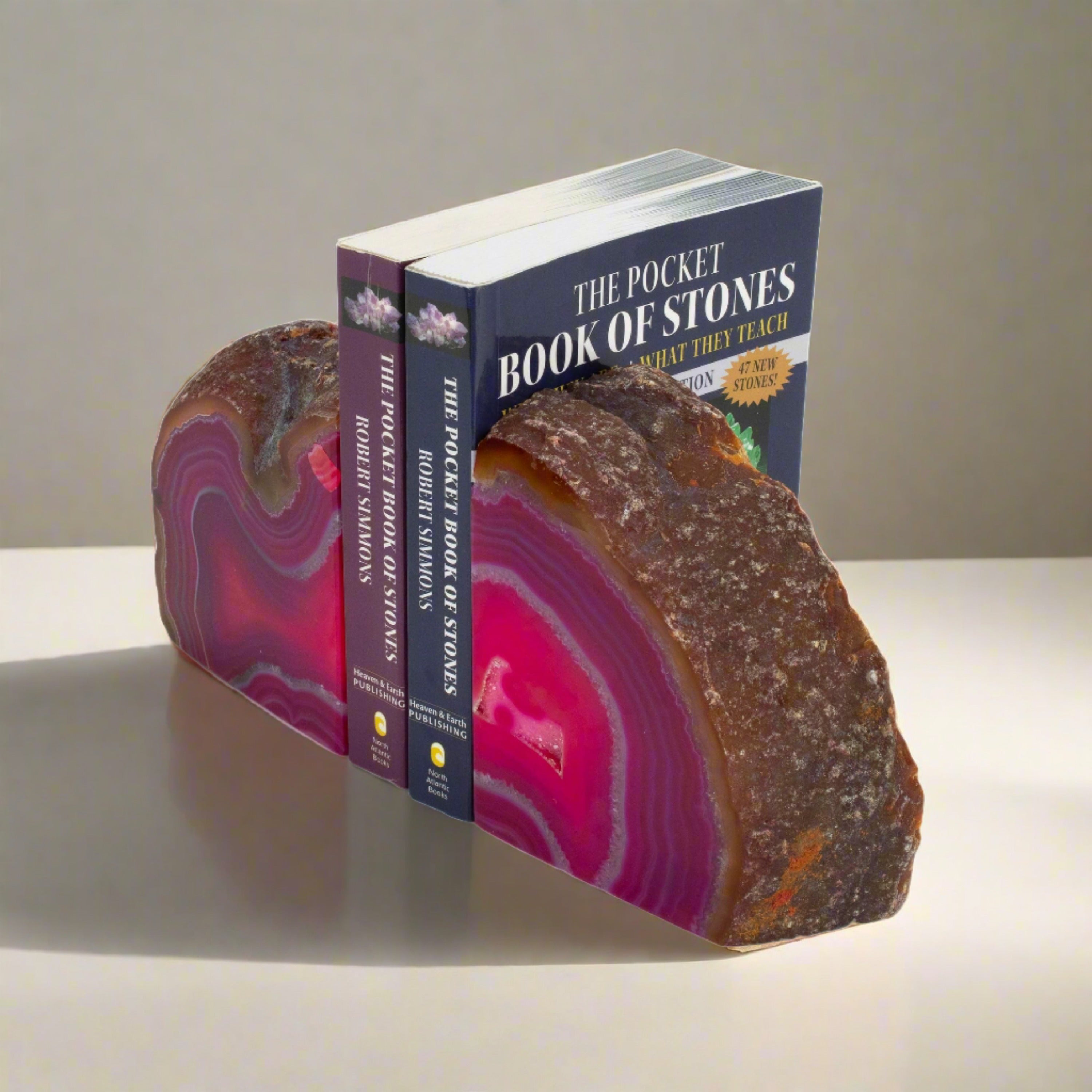 KALIFANO Agate Pink Agate Geode Bookend Set BAB240-PK