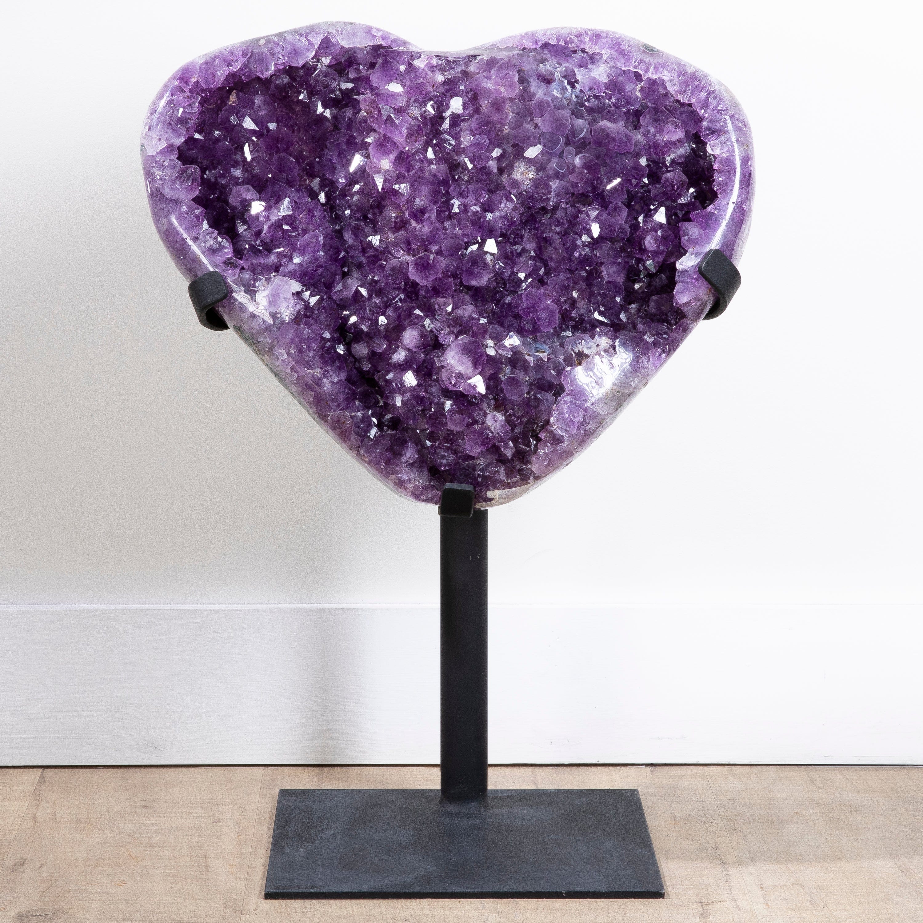 Kalifano Amethyst Amethyst Geode Heart Carving from Brazil on Custom Stand - 27" / 58 lbs BAG16000.010