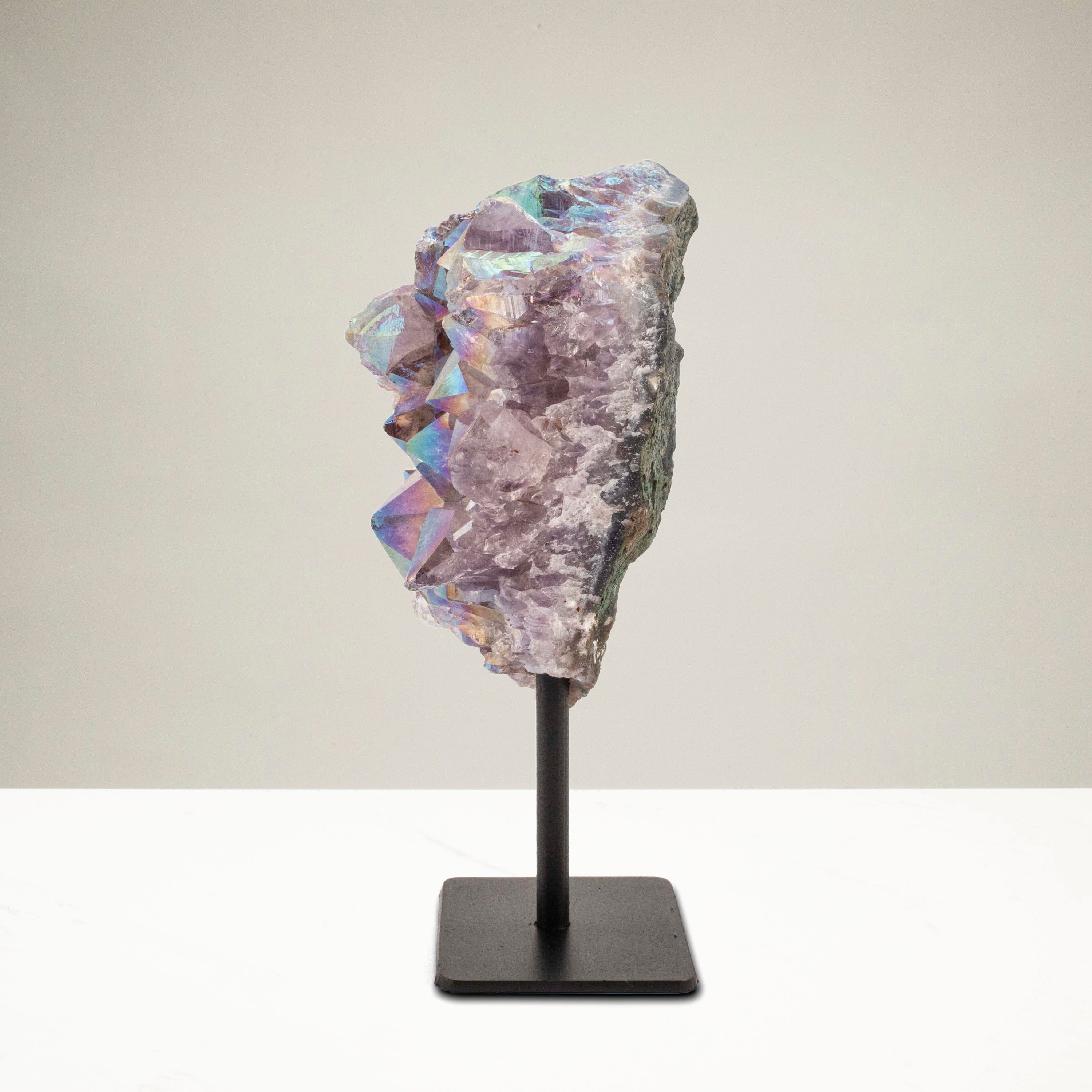 KALIFANO Amethyst Aura Borealis Amethyst Geode on Metal Stand - 400 g BAGS300-AB