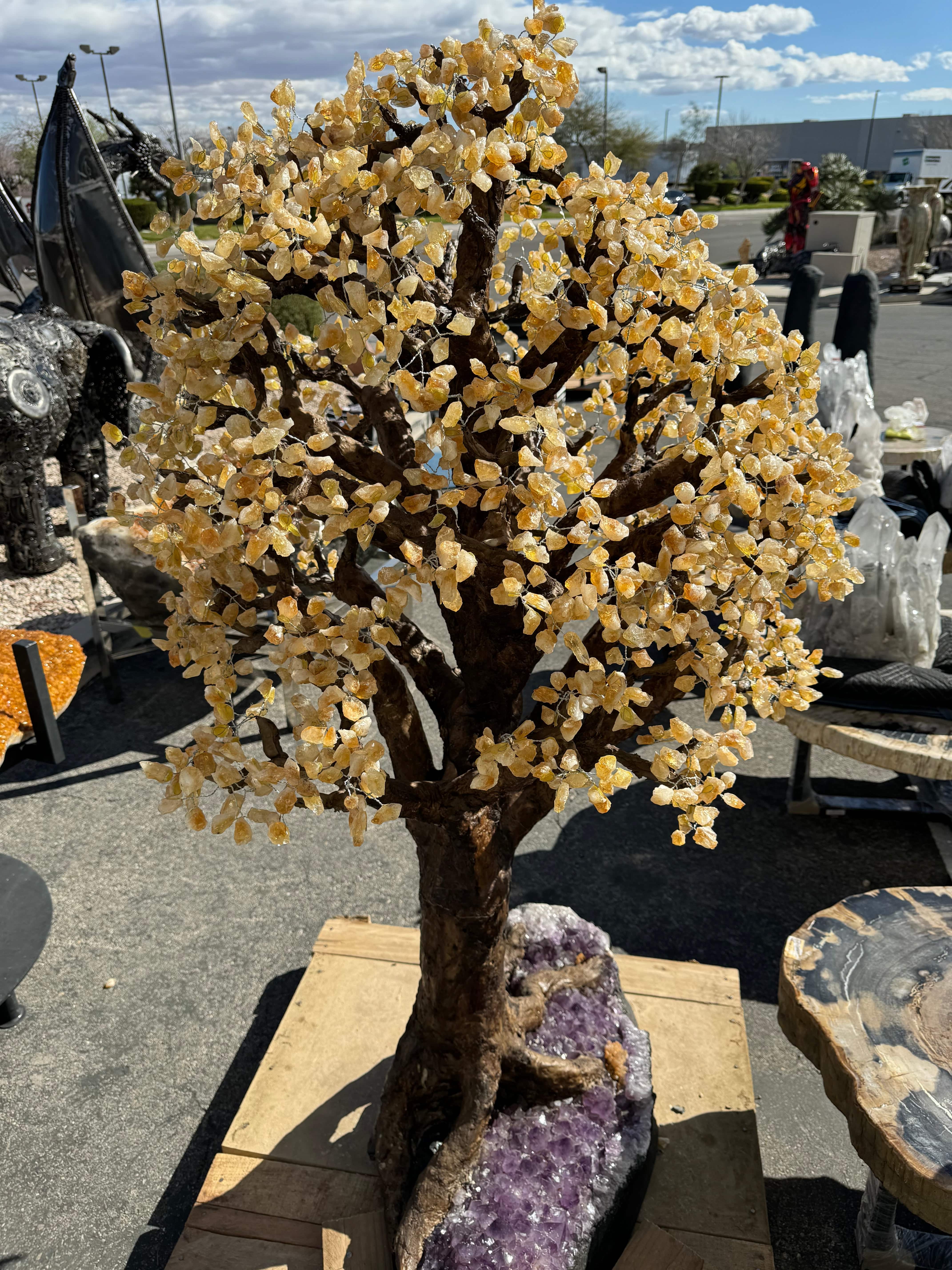 Kalifano Amethyst Citrine Gemstone Tree on Amethyst Geode Bass from Brazil - 65" BAGT36000.002