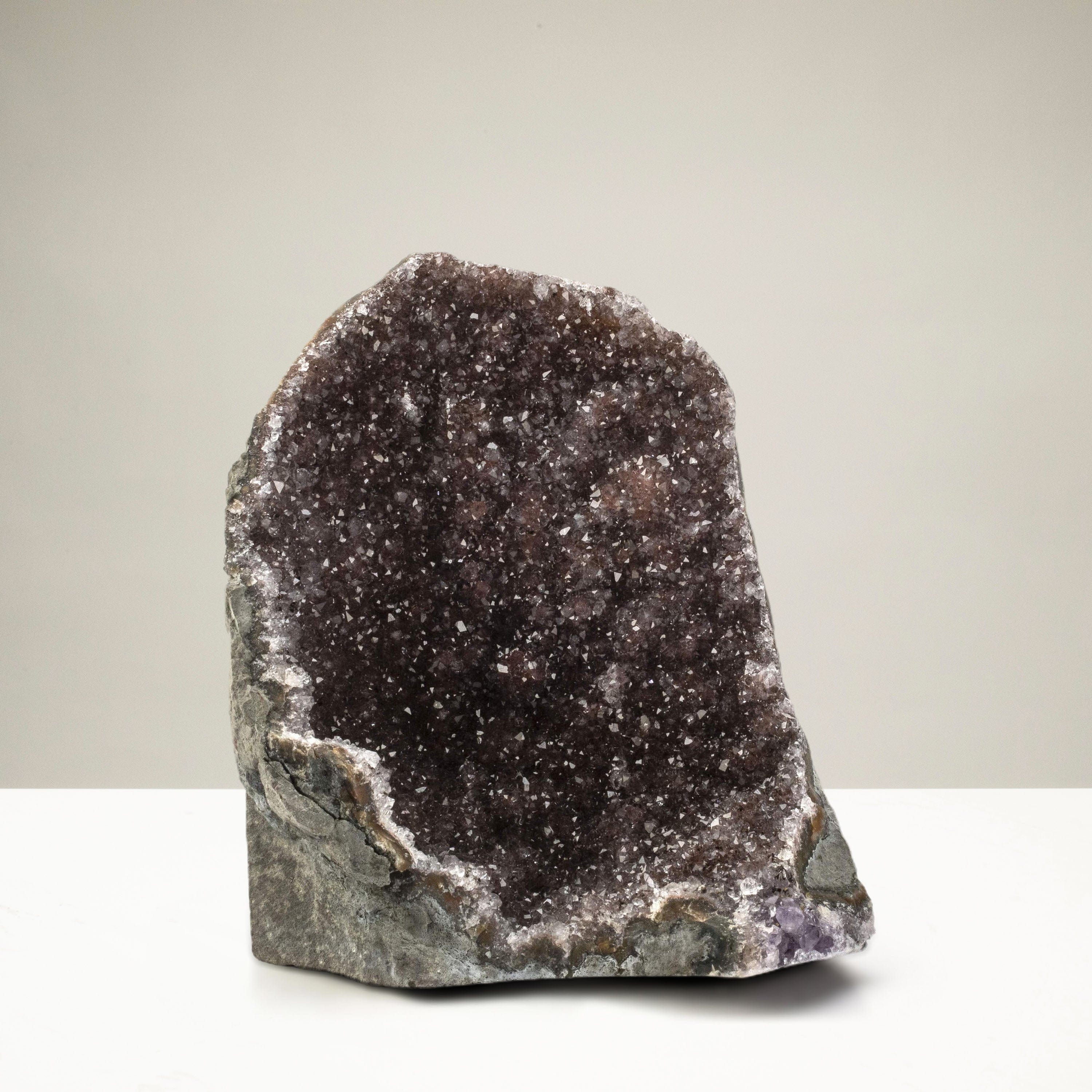 Kalifano Amethyst Medium Brazilian Druzy Amethyst Geode on Cut Base BAG300