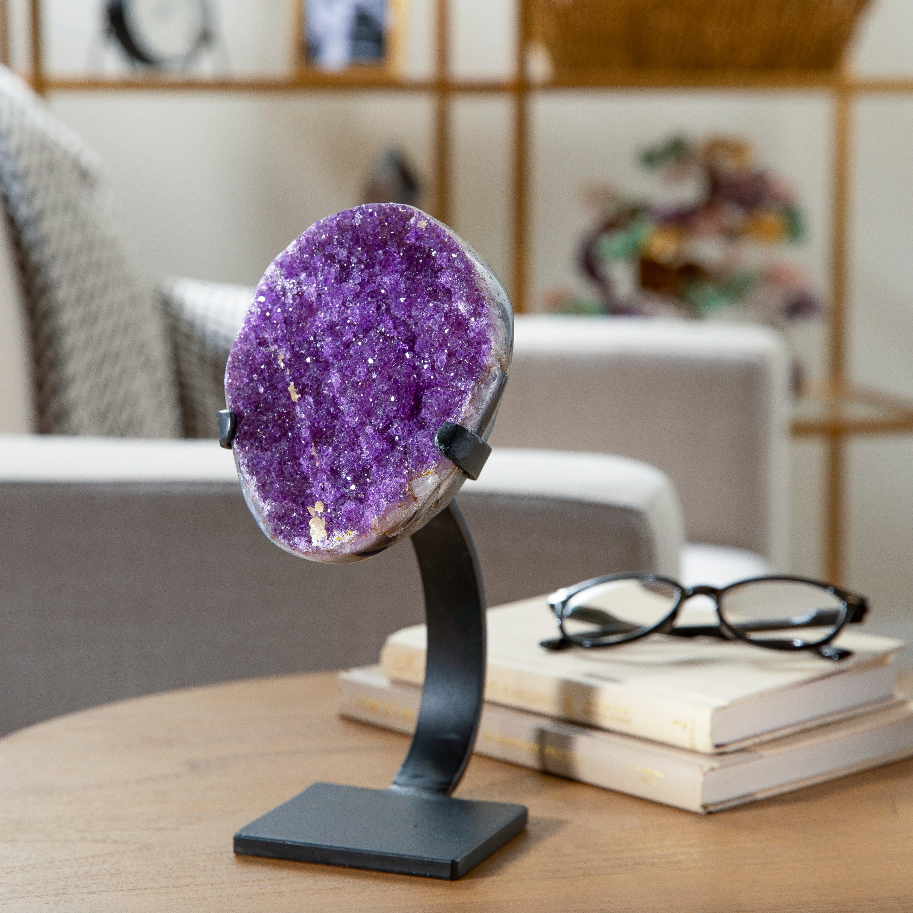 Kalifano Amethyst Medium Uruguayan Amethyst Geode on Custom Stand - 9"/ 4 lbs - A Grade UAG800-B