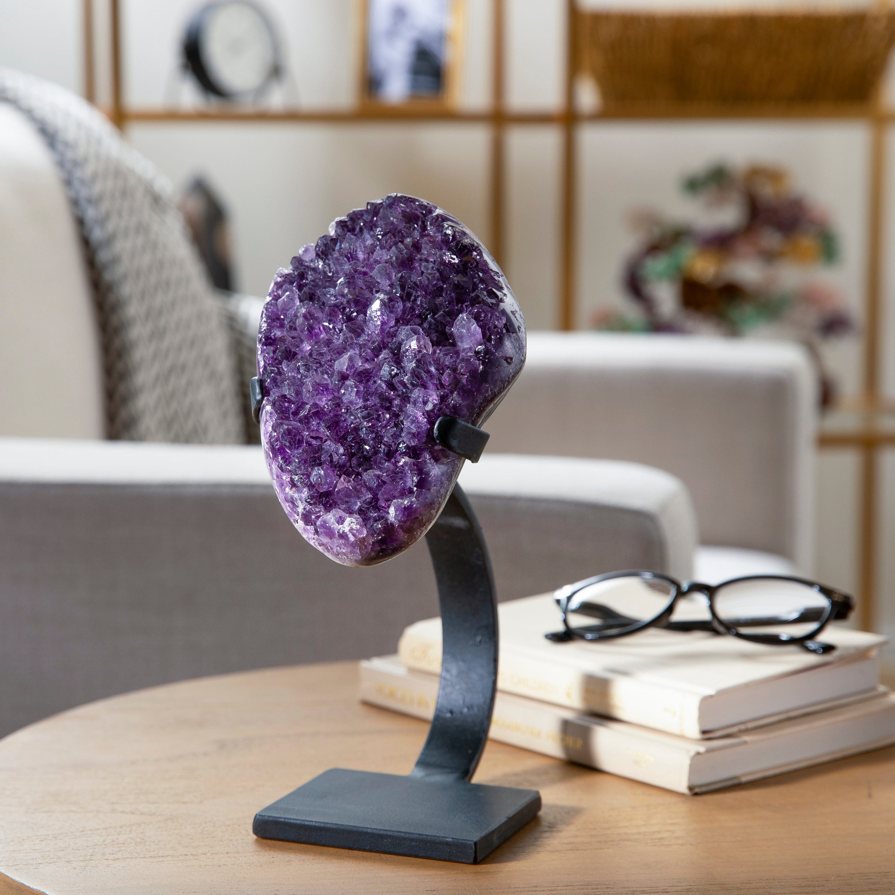 Kalifano Amethyst Medium Uruguayan Amethyst Geode on Custom Stand - 9"/ 4 lbs - AAA Grade UAG1200-A