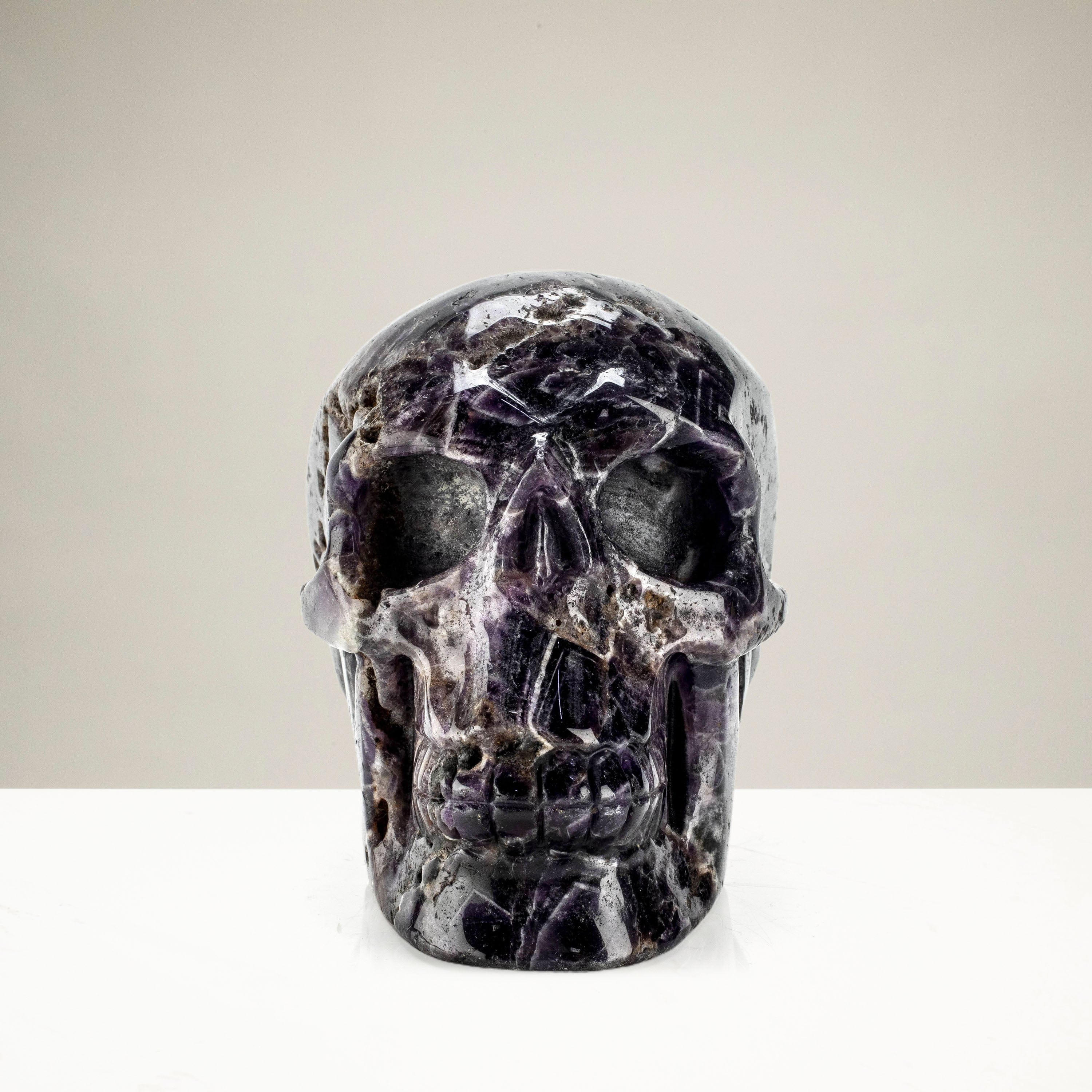 Kalifano Amethyst Natural Hand Carved Moroccan Amethyst Skull - 5 in. / 1,460 grams SK5000.001