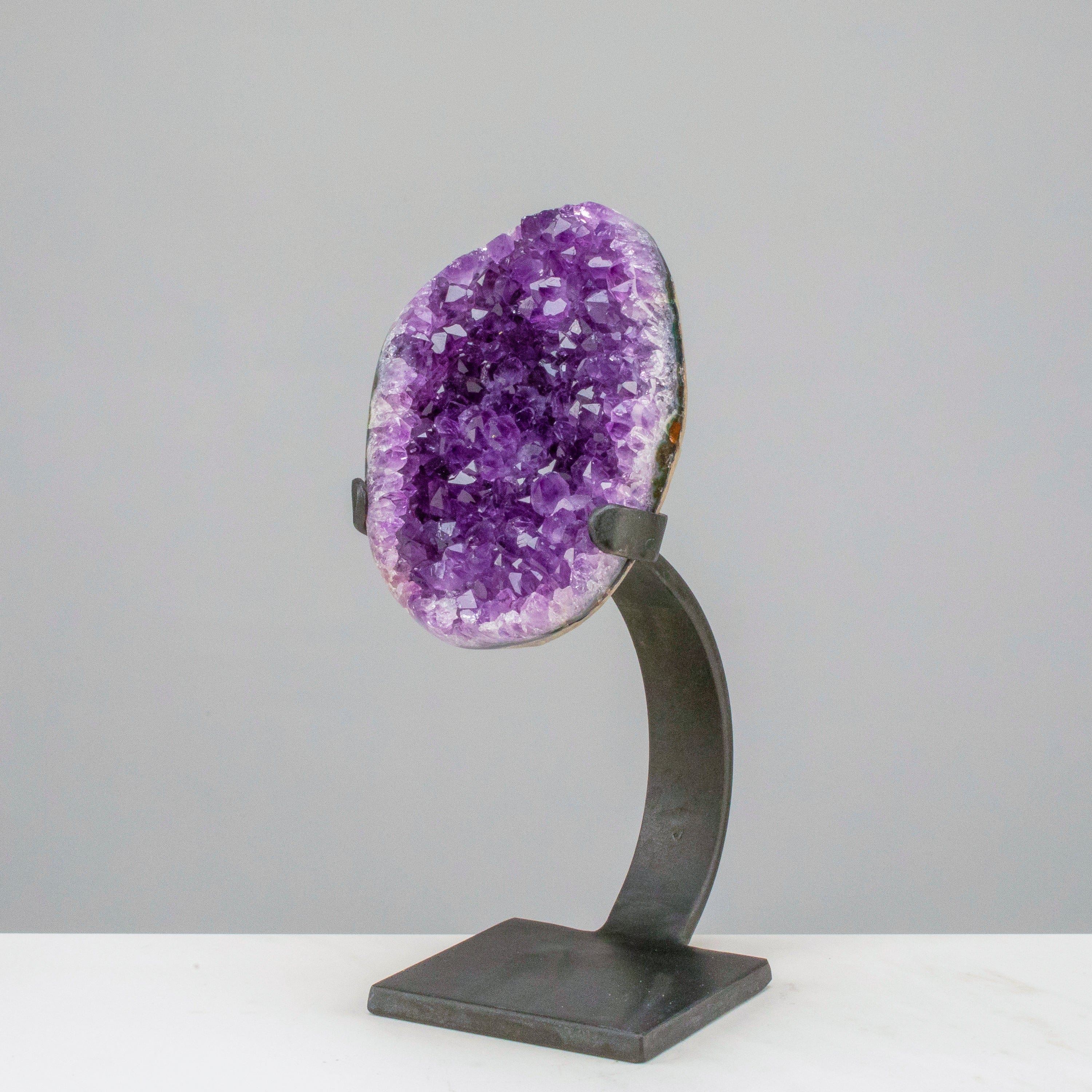 Kalifano Amethyst Small Uruguayan Amethyst Geode on Custom Stand - 8"/ 2.5 lbs - A Grade UAG600-B