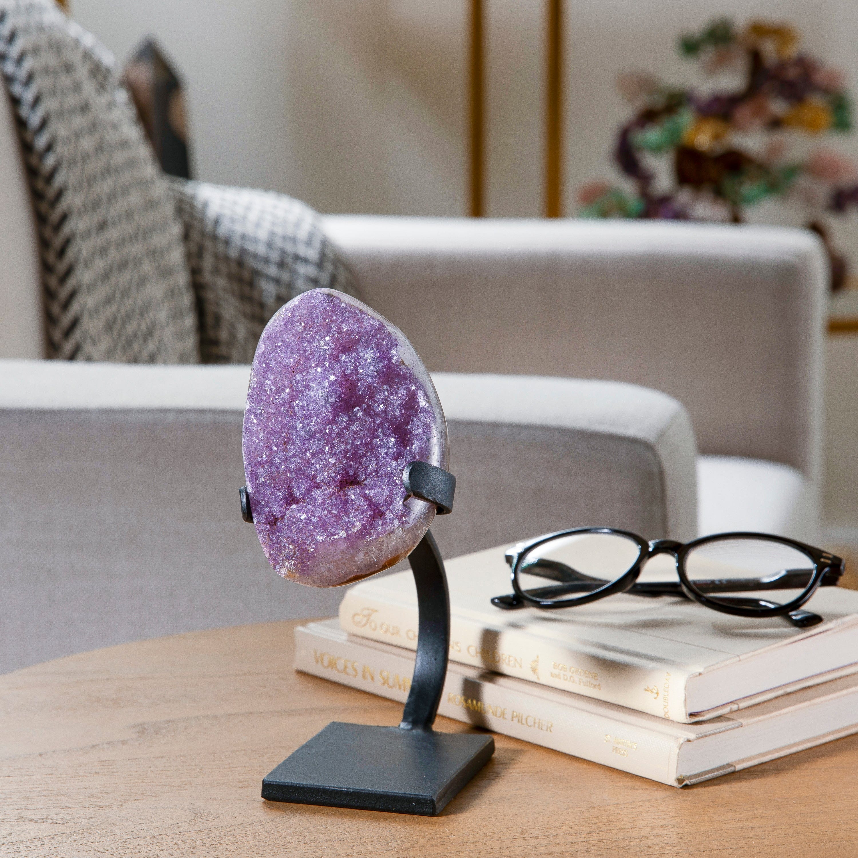 Kalifano Amethyst Small Uruguayan Amethyst Geode on Custom Stand - 8"/ 2.5 lbs  - B Grade UAG500-C