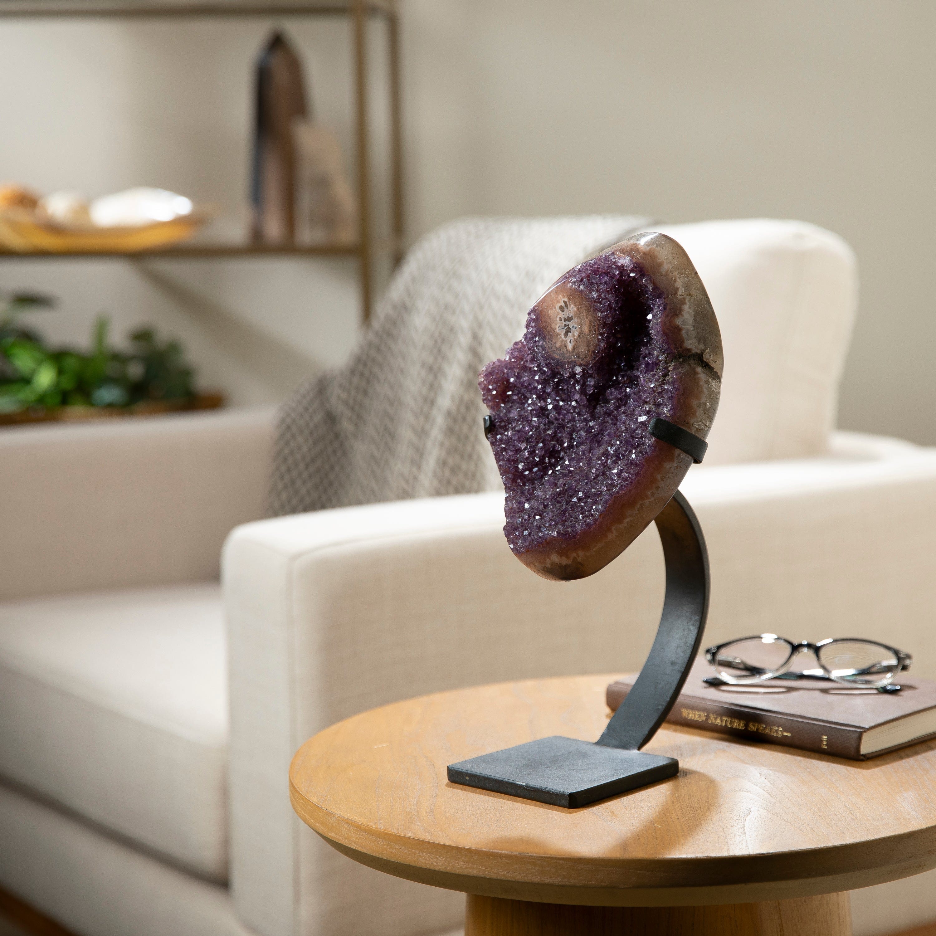 Kalifano Amethyst Uruguayan Amethyst Geode on Custom Stand  - 11" / 8 lbs (Good Quality) UAG1400-C