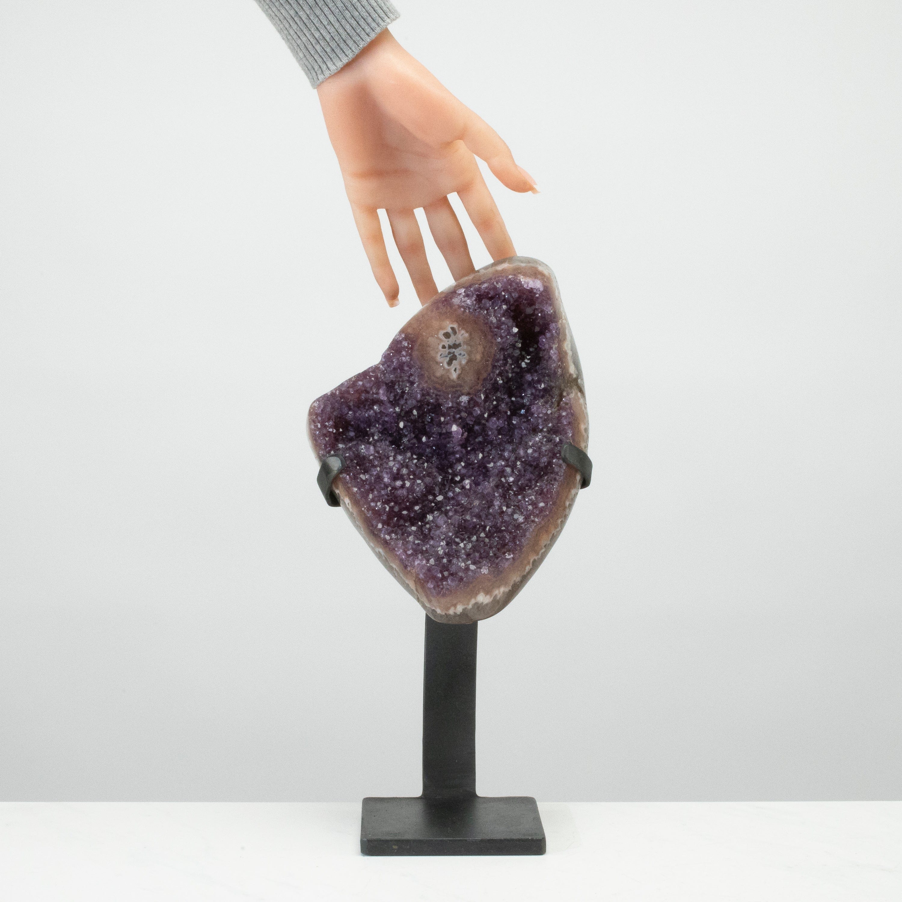 Kalifano Amethyst Uruguayan Amethyst Geode on Custom Stand  - 11" / 8 lbs (Good Quality) UAG1400-C