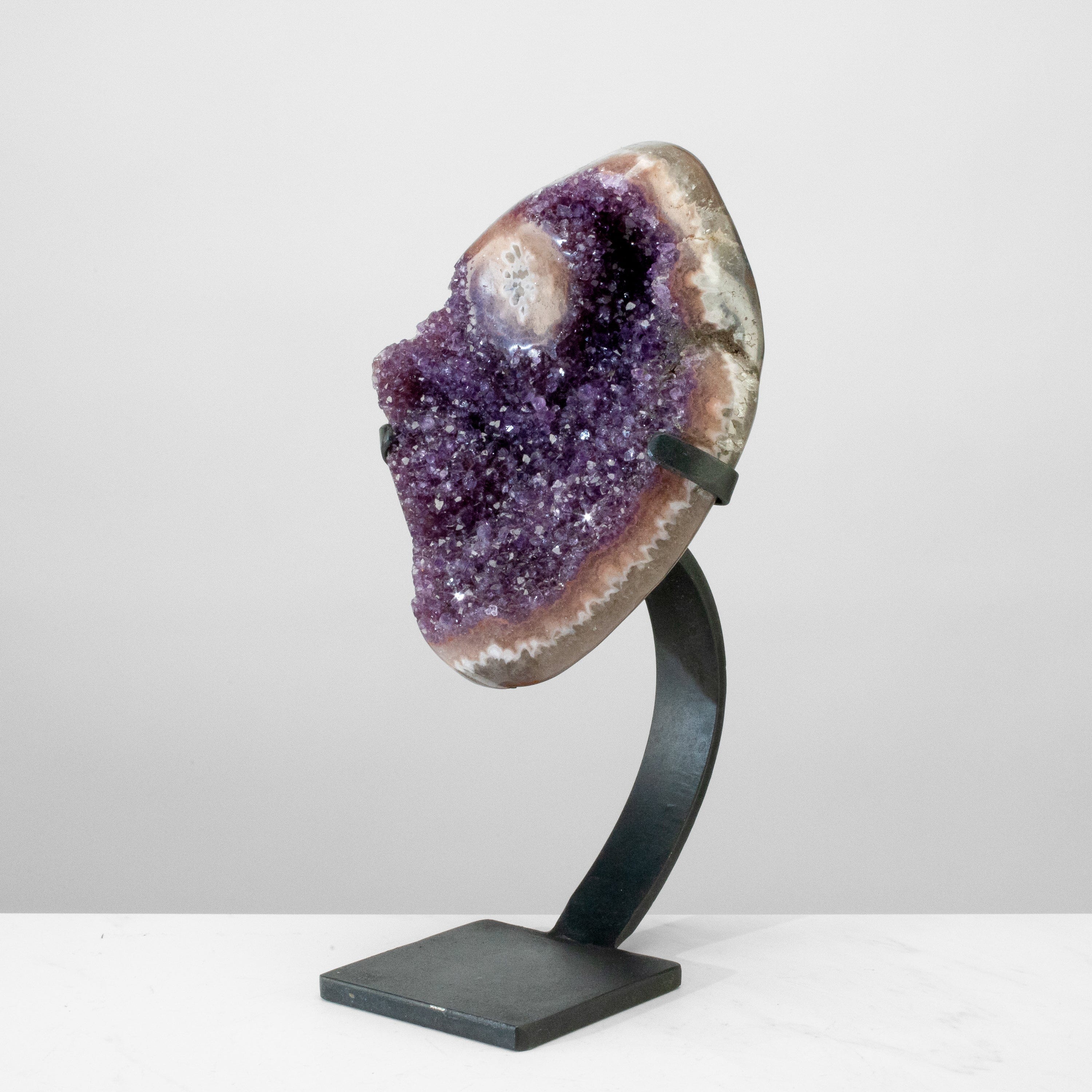 Kalifano Amethyst Uruguayan Amethyst Geode on Custom Stand  - 11" / 8 lbs (Good Quality) UAG1400-C