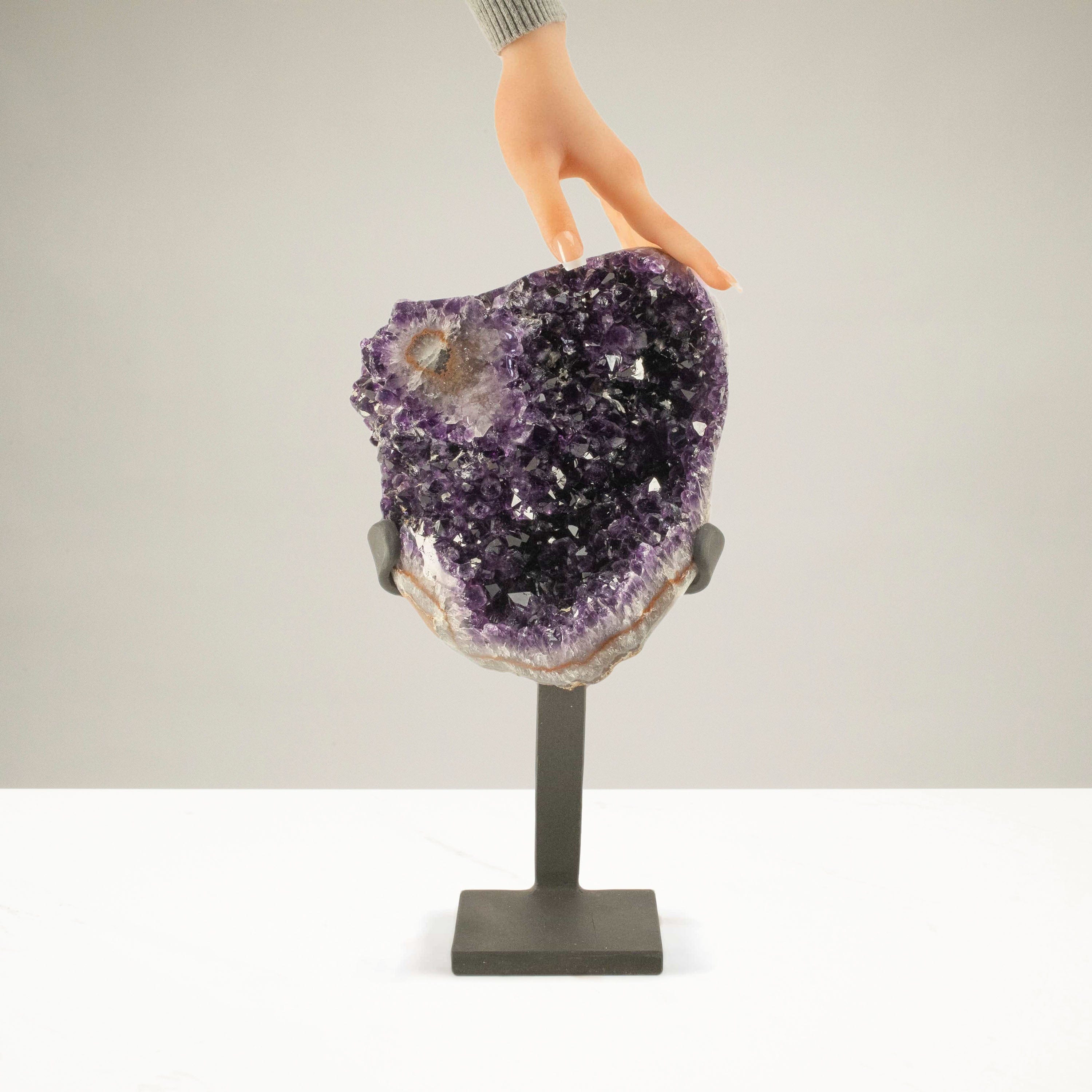 Kalifano Amethyst Uruguayan Amethyst Geode on Custom Stand - 12.8 lbs / 13.5 in. UAG5800.003