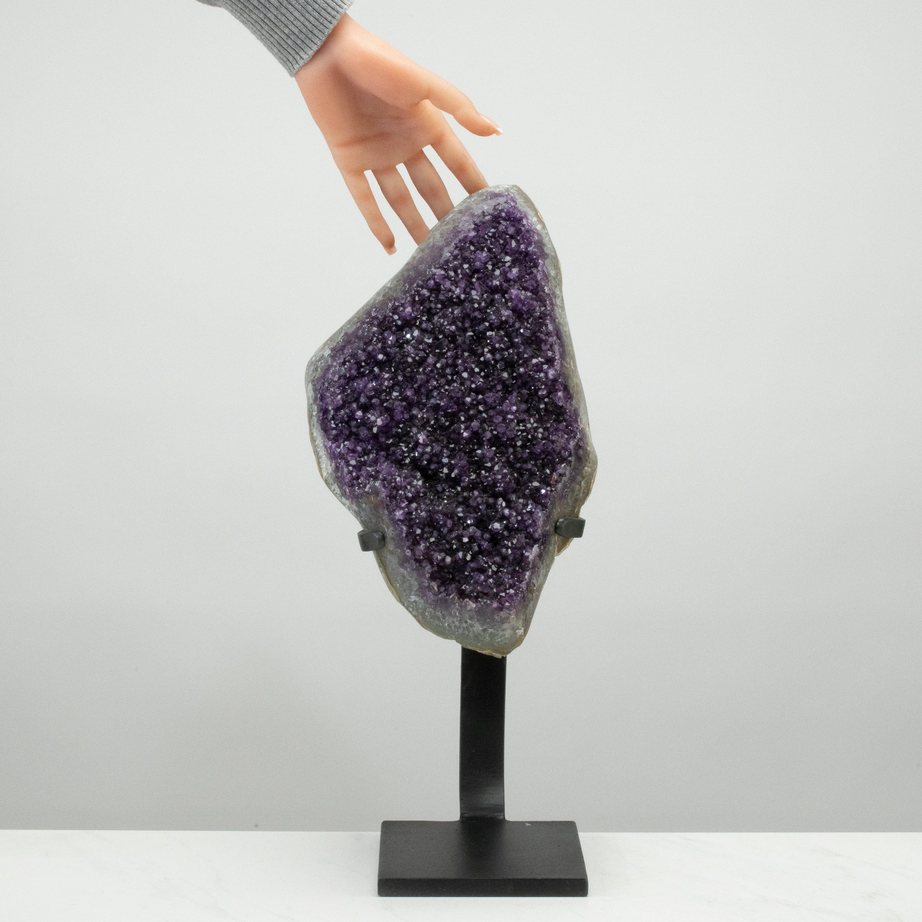 Kalifano Amethyst Uruguayan Amethyst Geode on Custom Stand - 13"/ 11 lbs - (Better Quality) UAG3000-B