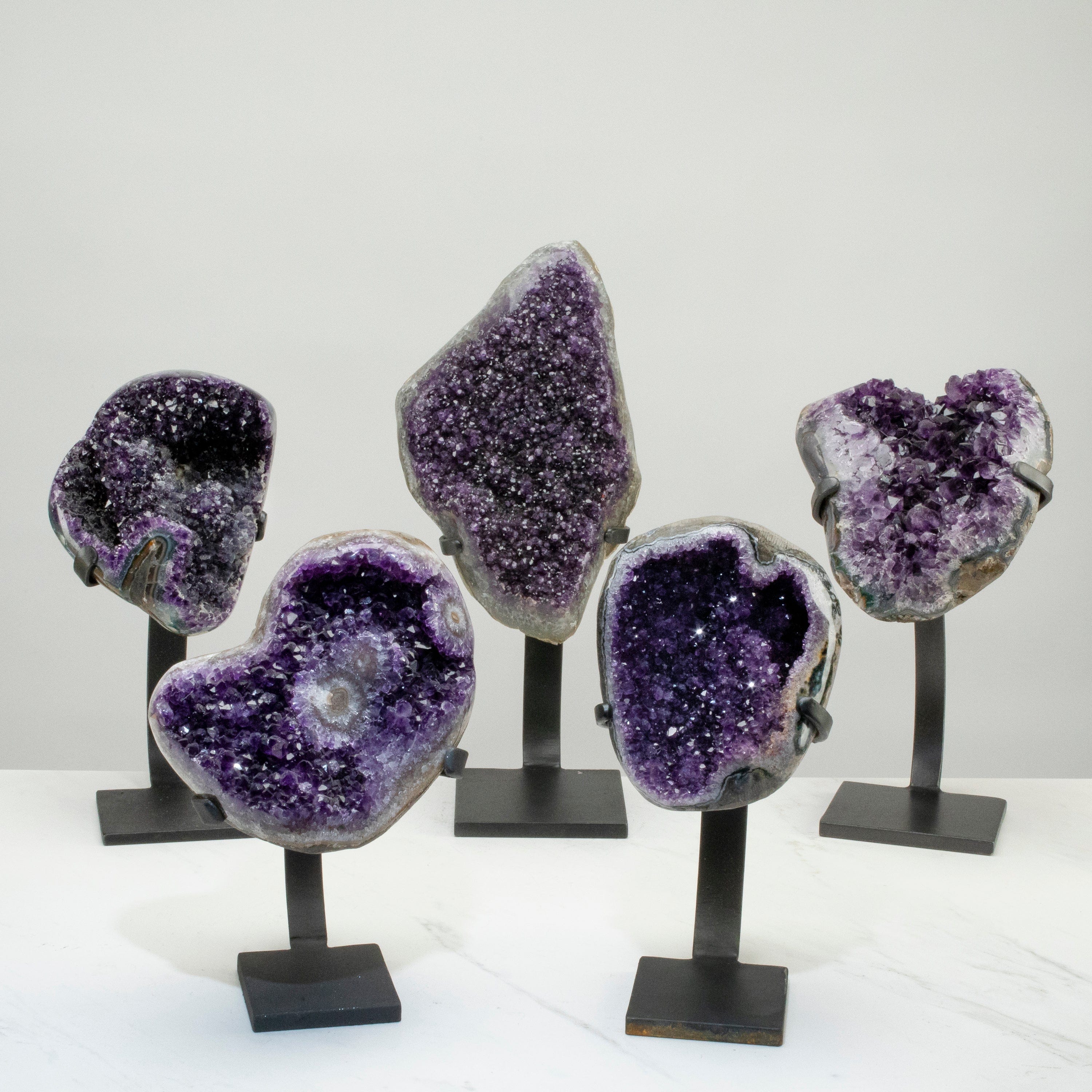 Kalifano Amethyst Uruguayan Amethyst Geode on Custom Stand - 13"/ 11 lbs - (Better Quality) UAG3000-B