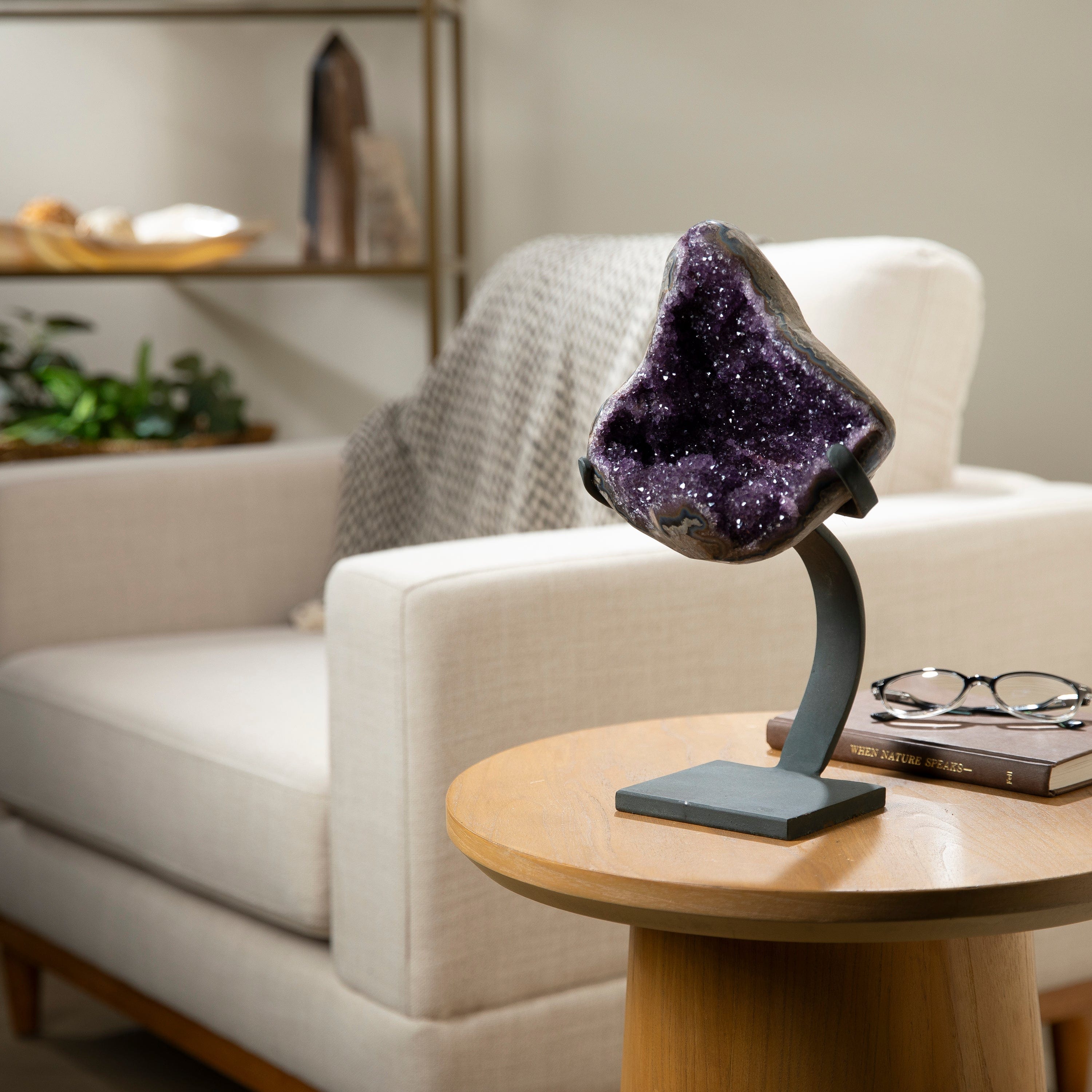 Kalifano Amethyst Uruguayan Amethyst Geode on Custom Stand  - 13" / 11 lbs (Good Quality) UAG2000-C