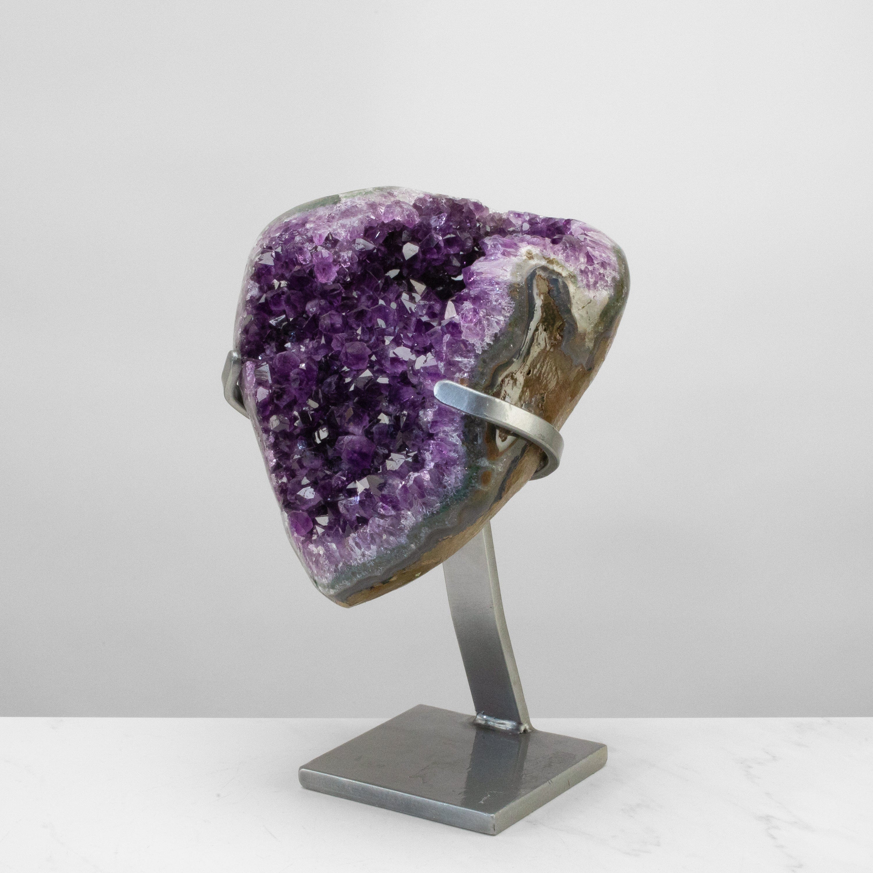 Kalifano Amethyst Uruguayan Amethyst Geode on Custom Stand - 13" / 19 lbs UAG8800.002