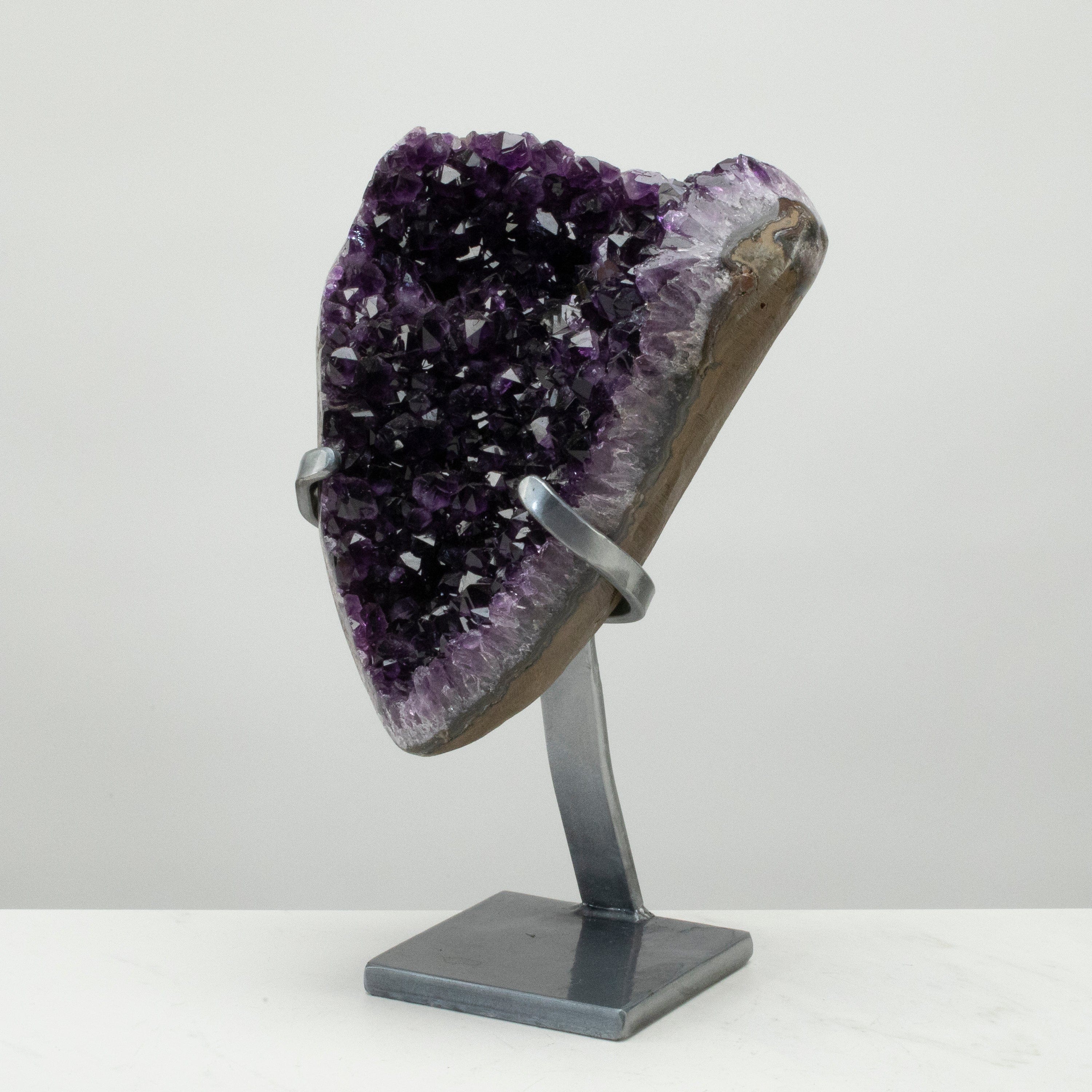 Kalifano Amethyst Uruguayan Amethyst Geode on Custom Stand - 13.5" / 16 lbs UAG7200.002