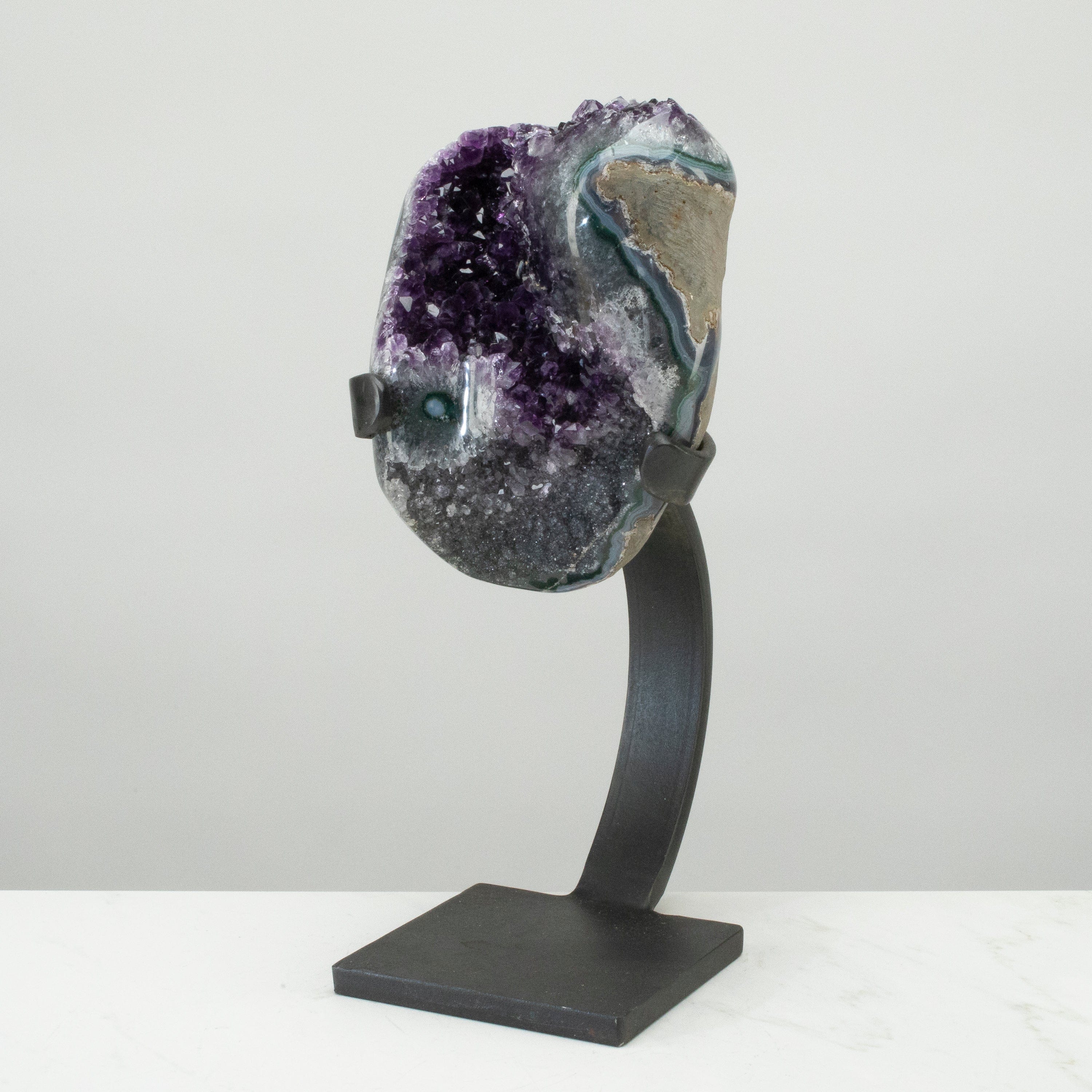 Kalifano Amethyst Uruguayan Amethyst Geode on Custom Stand - 14" / 15 lbs UAG6000.009