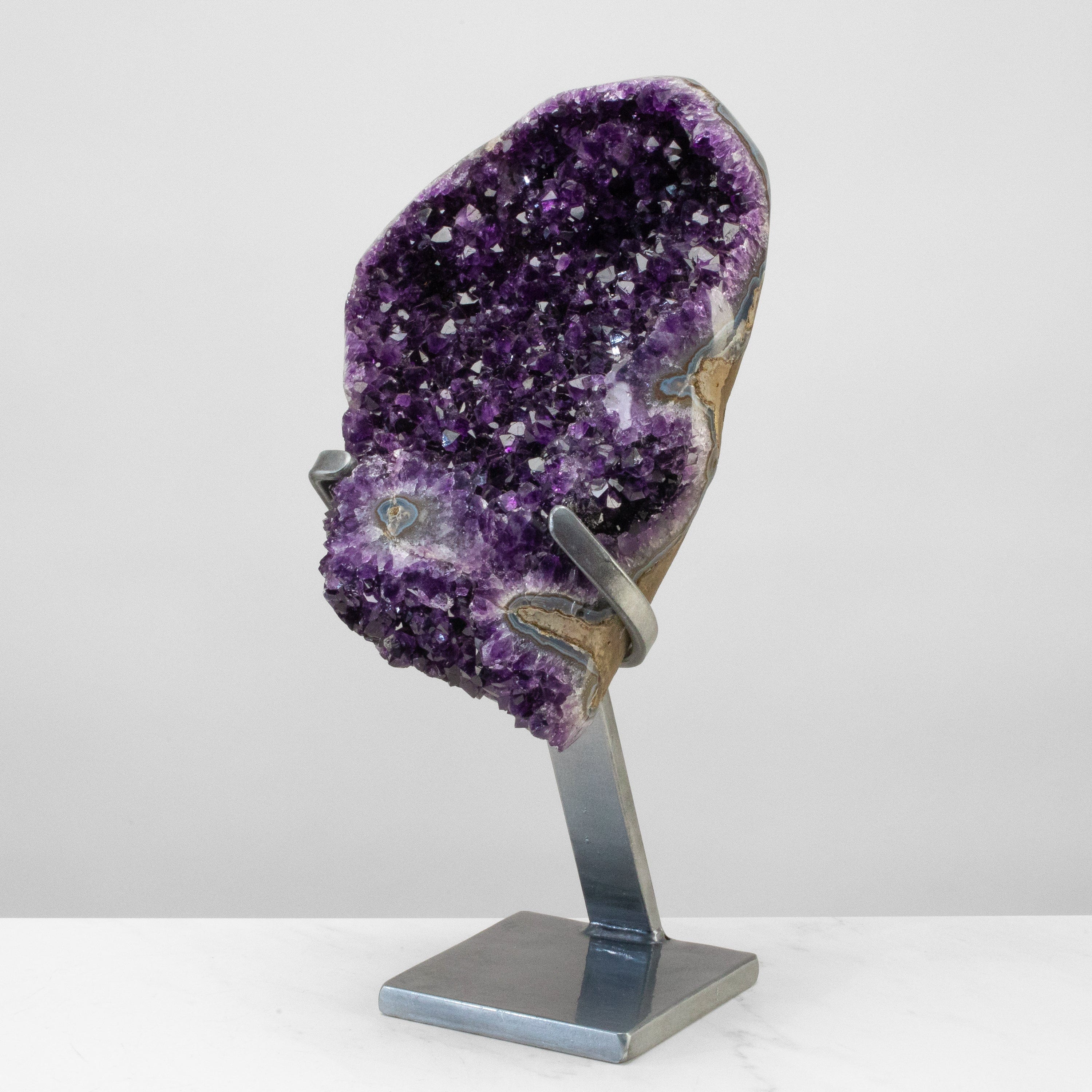 Kalifano Amethyst Uruguayan Amethyst Geode on Custom Stand - 15" / 15 lbs UAG8000.002