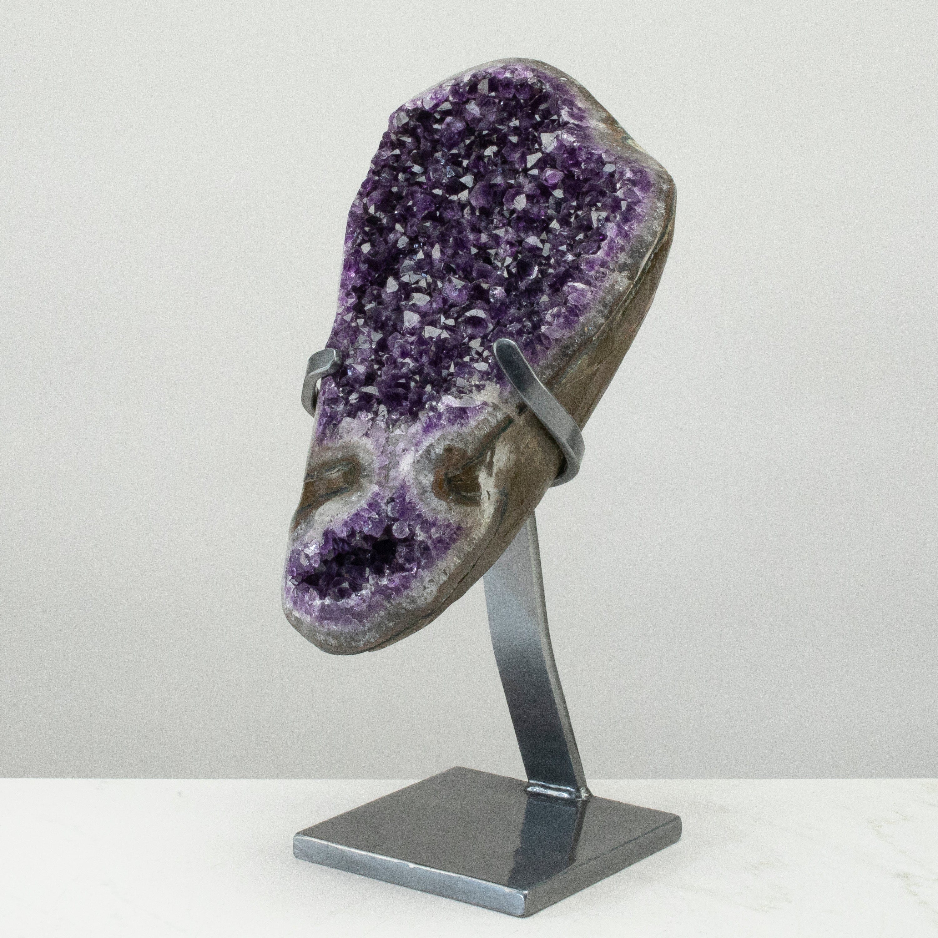 Kalifano Amethyst Uruguayan Amethyst Geode on Custom Stand - 15" / 16 lbs UAG7600.002