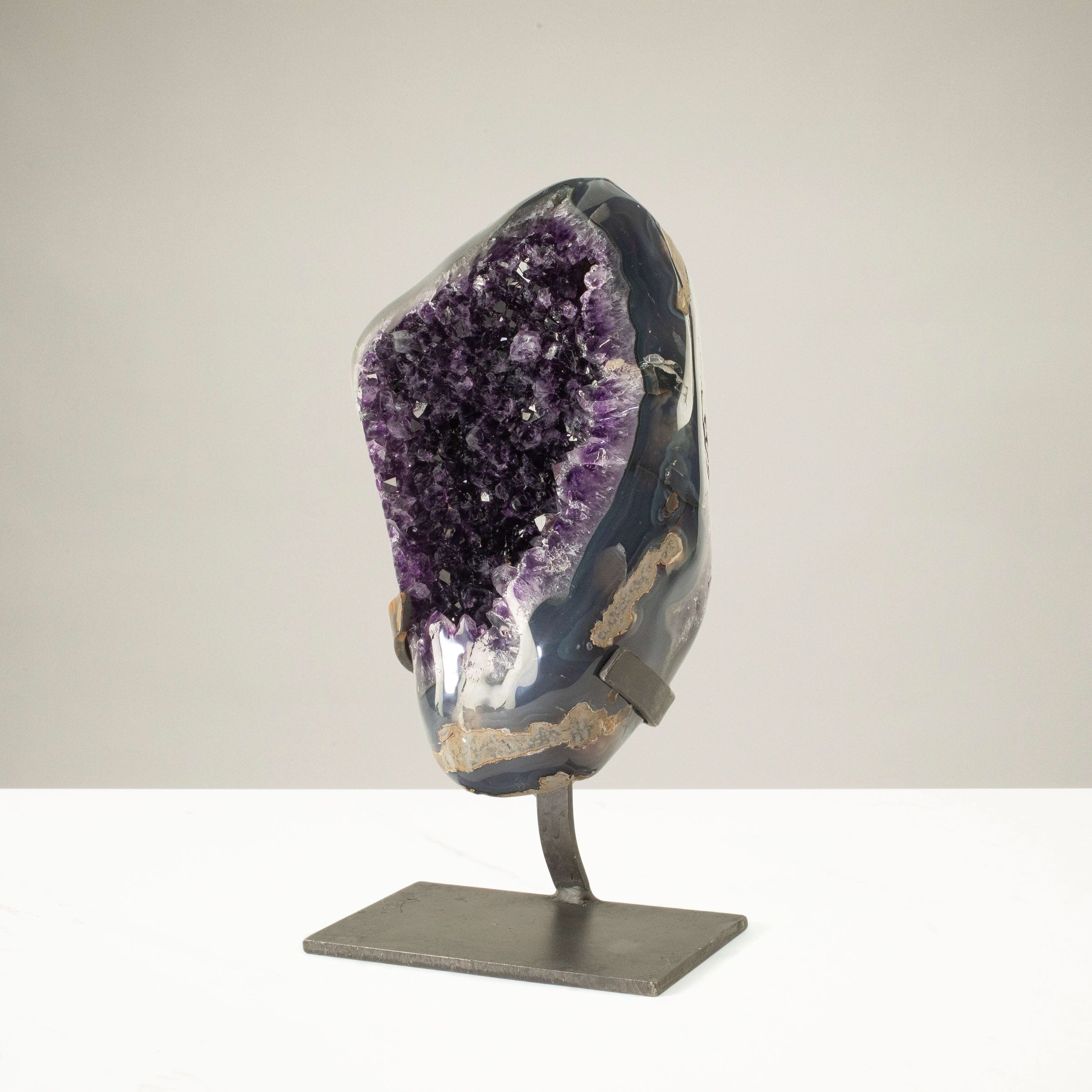 Kalifano Amethyst Uruguayan Amethyst Geode on Custom Stand - 15.5 lbs / 13 in. UAG7100.001