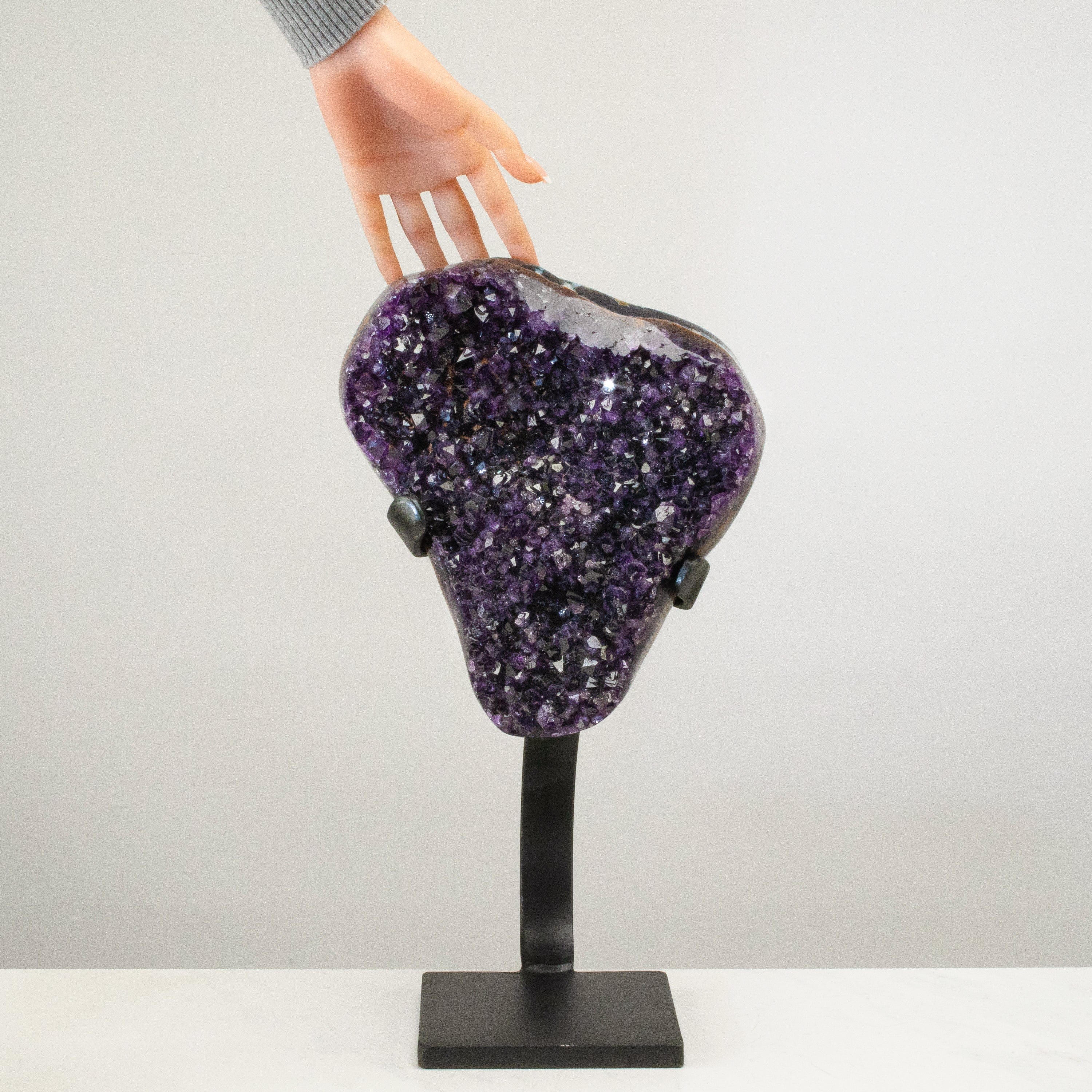 Kalifano Amethyst Uruguayan Amethyst Geode on Custom Stand - 16" / 15 lbs UAG9600.004