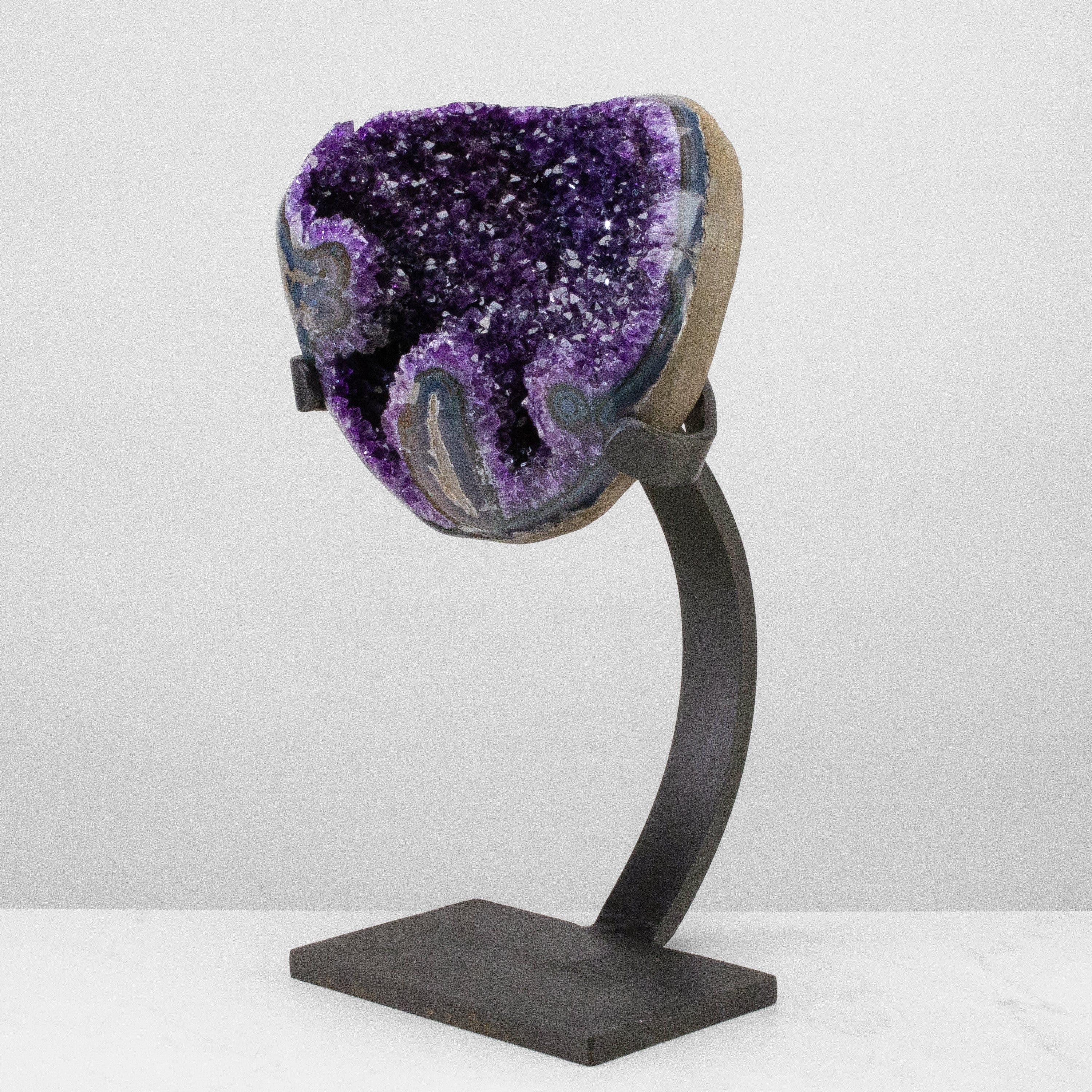 Kalifano Amethyst Uruguayan Amethyst Geode on Custom Stand - 16" / 21 lbs UAG10000.003