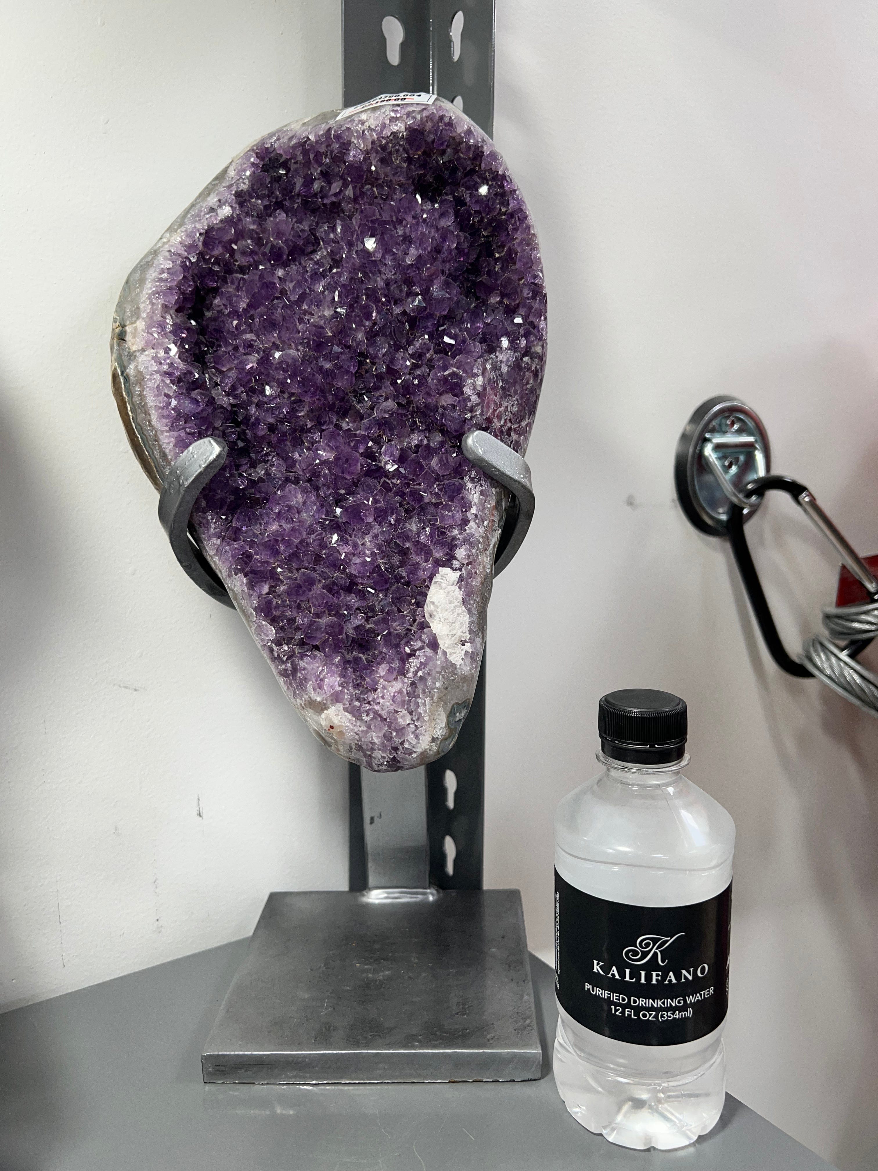 Kalifano Amethyst Uruguayan Amethyst Geode on Custom Stand - 16.8 lbs / 15 in. UAG4200.004